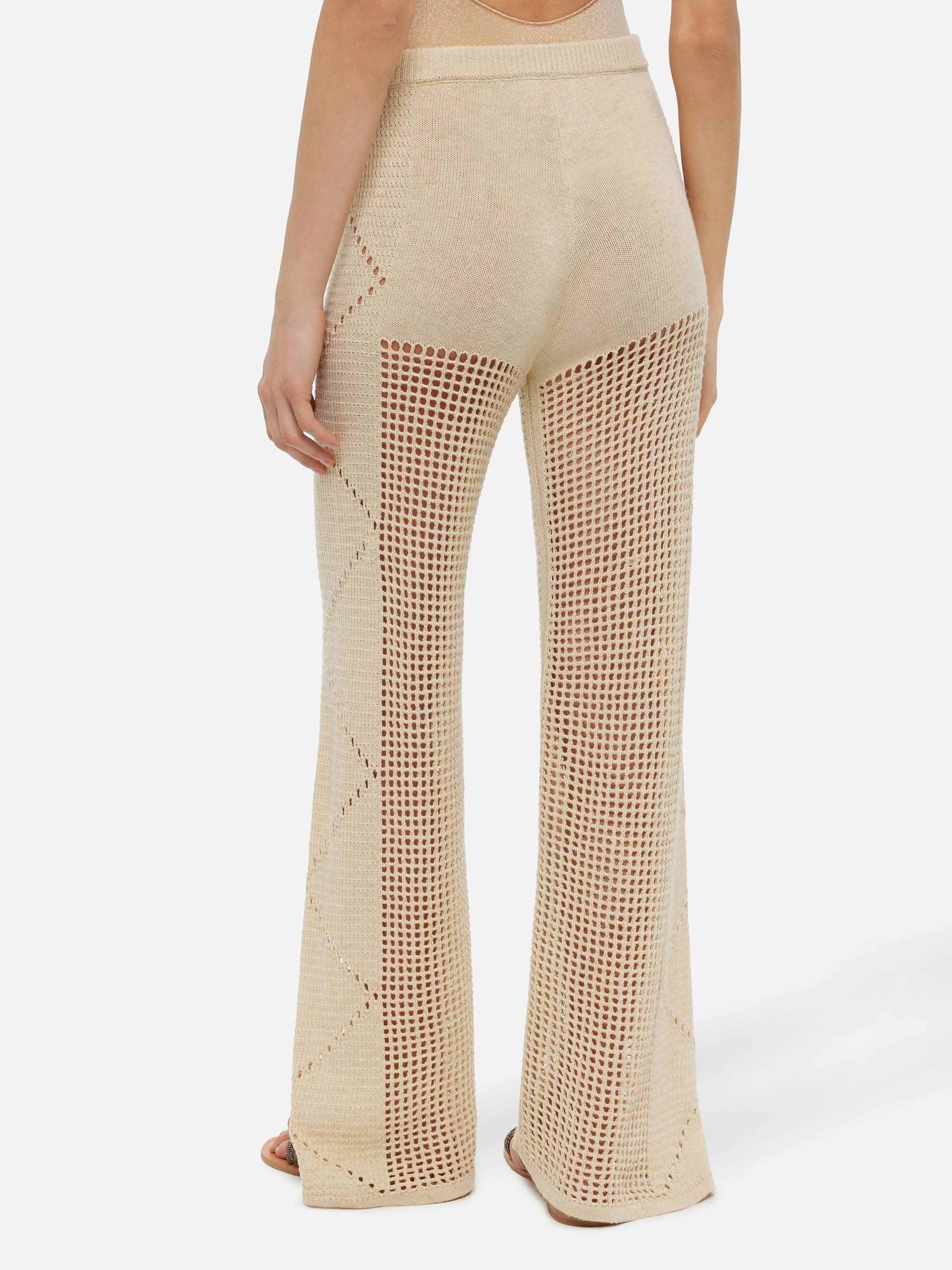 Alva beige crochet flared pants - Image 3