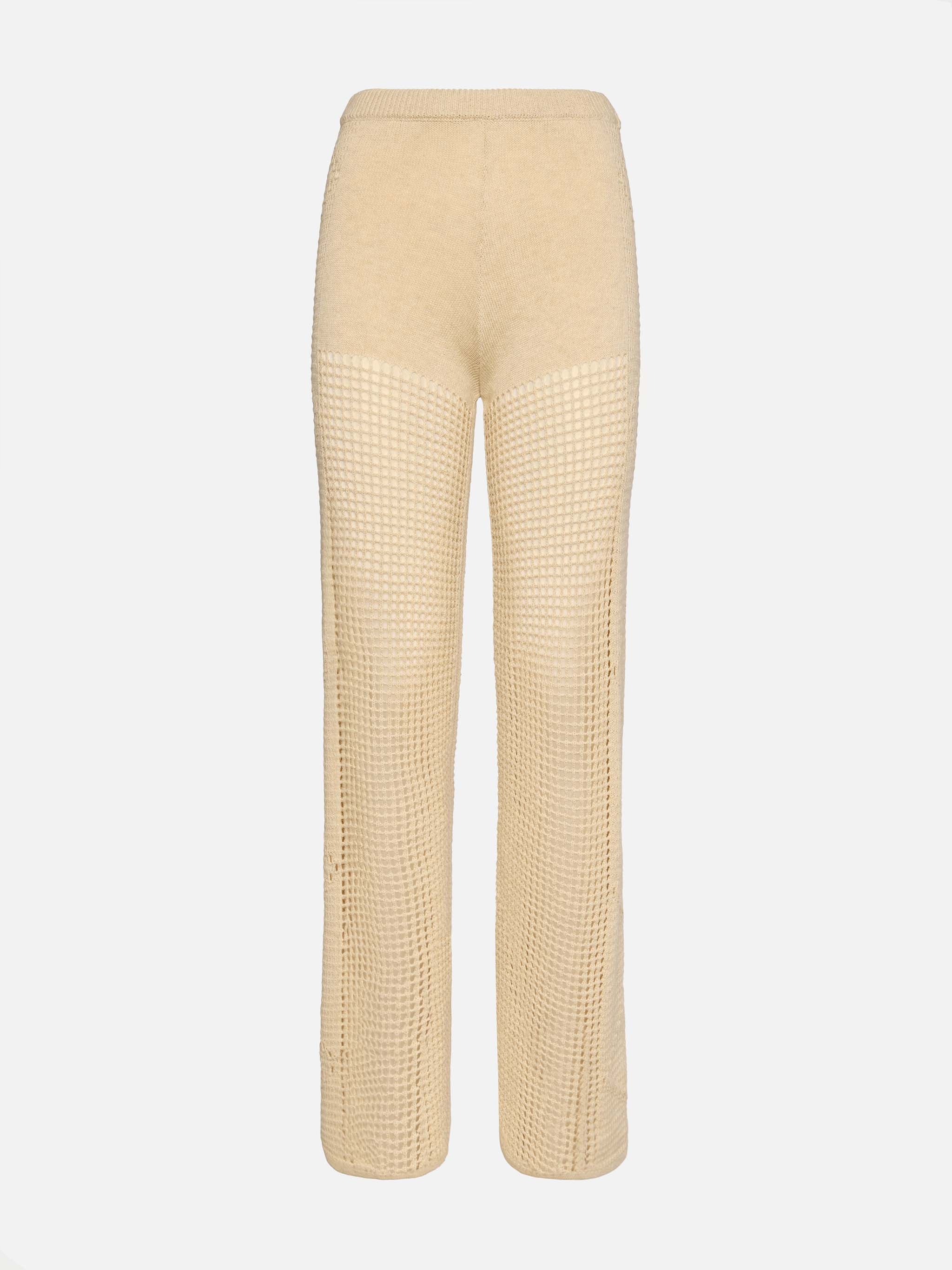 Alva beige crochet flared pants - Image 5