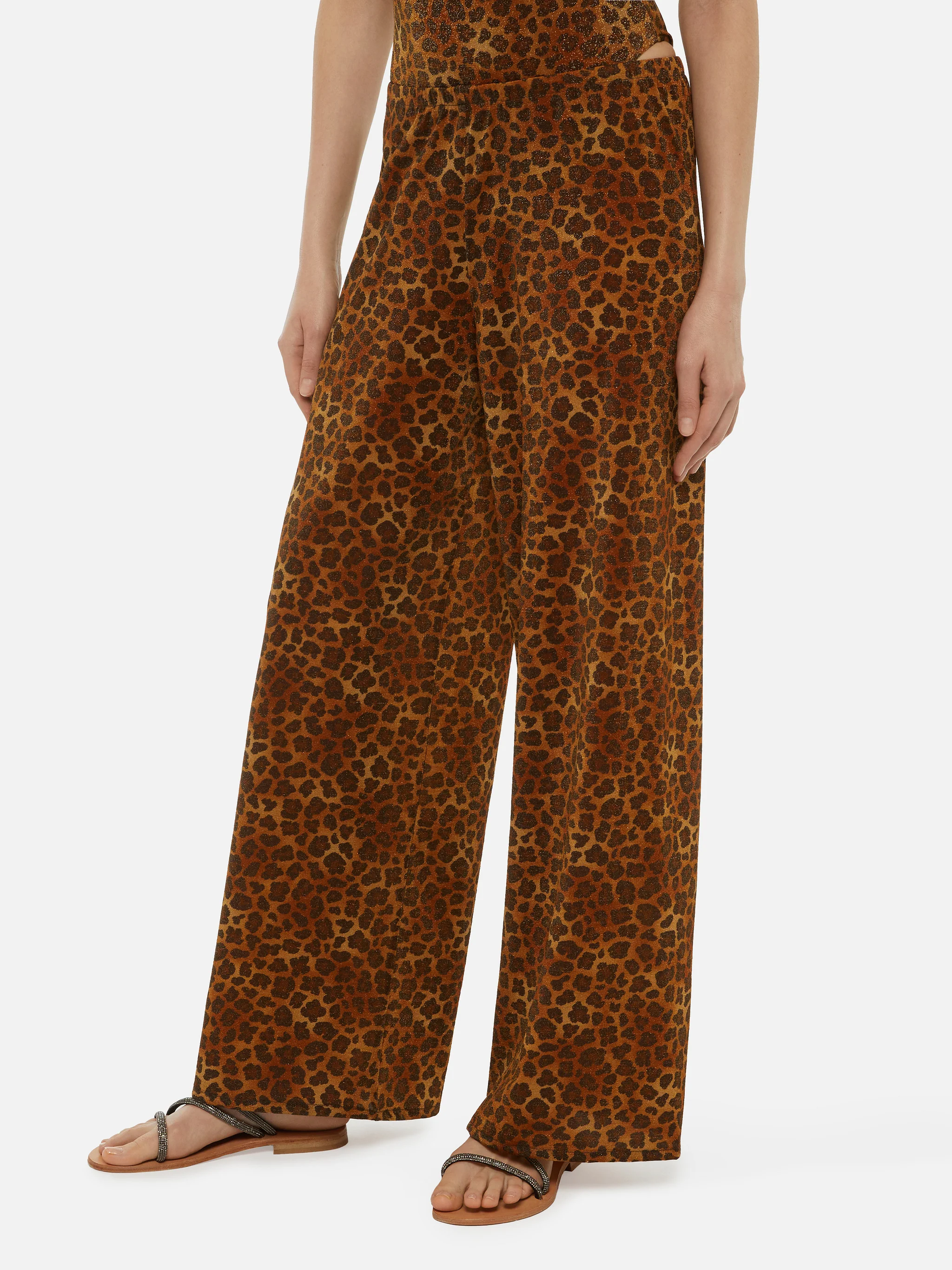Amalia leopard lurex wide-leg trousers - Image 2