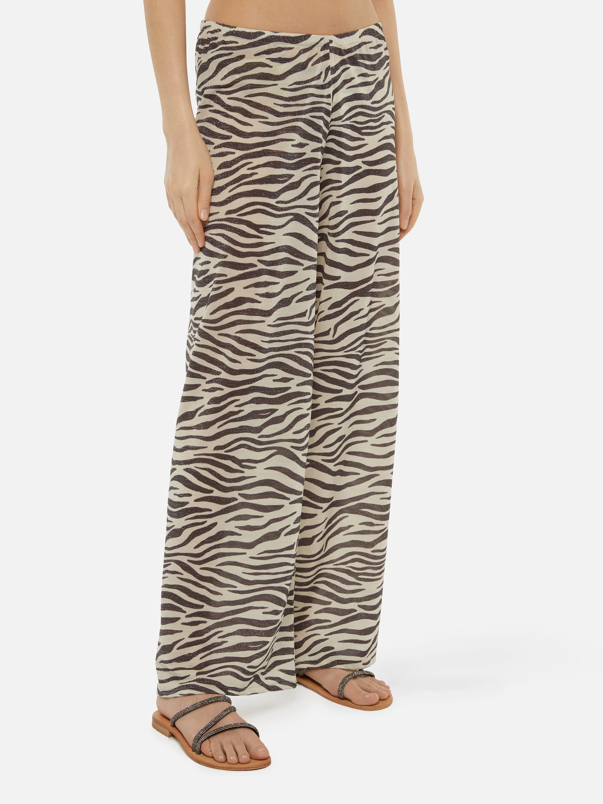 Amalia zebra lurex wide-leg trousers - Image 3
