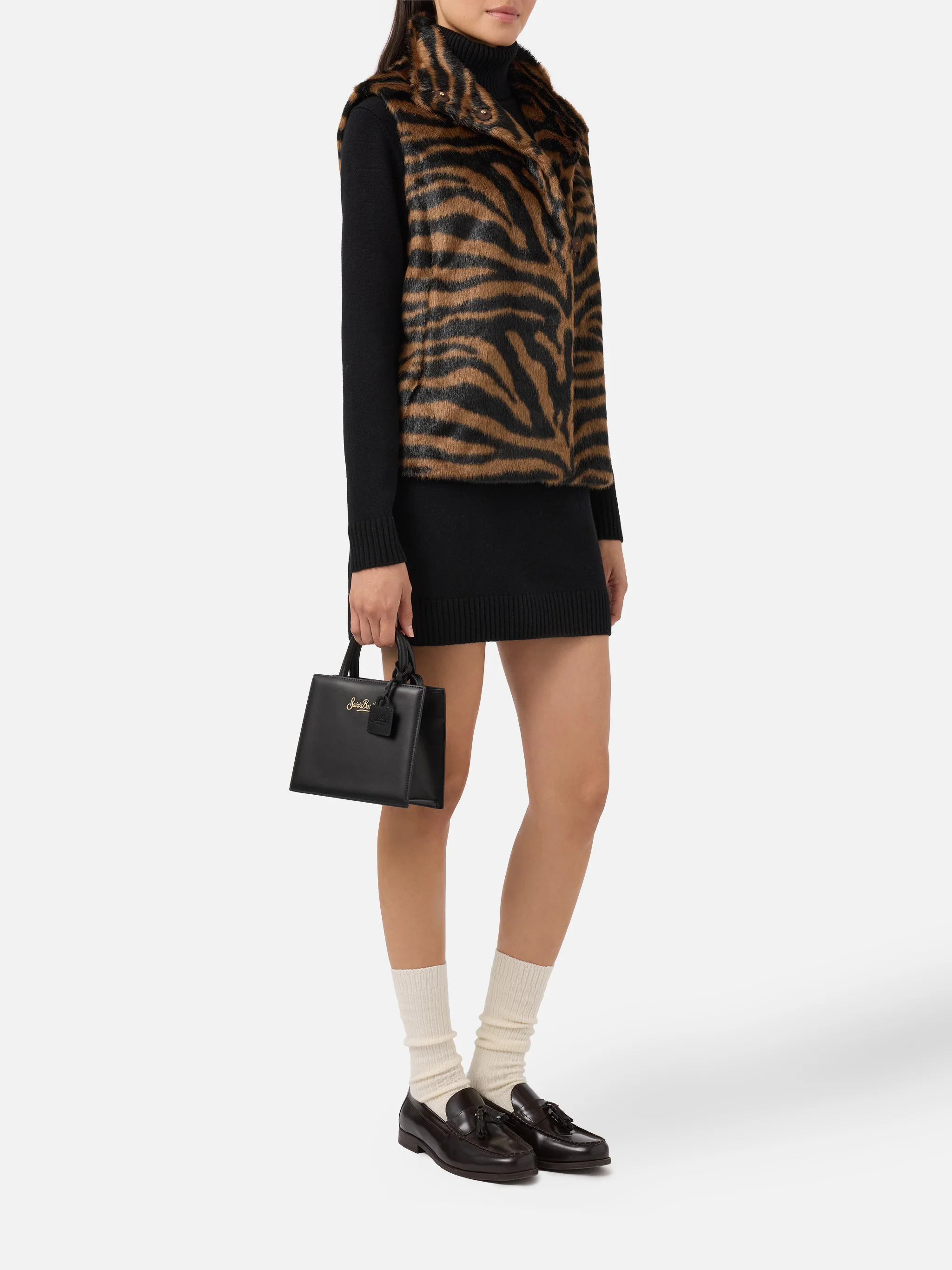 Ambre faux-fur gilet with zebra print - Image 2