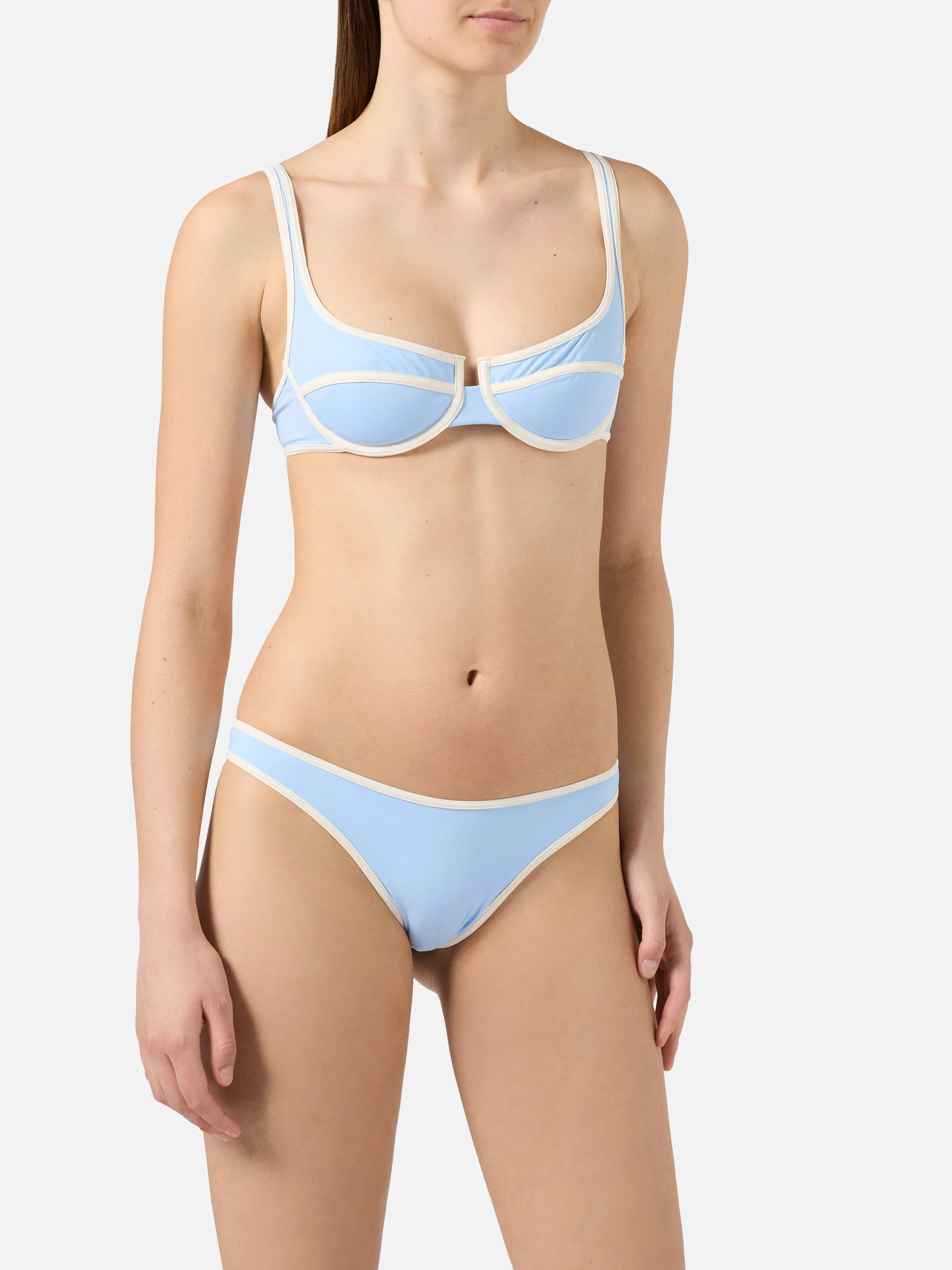 Amira Naomi String light blue bikini with white contrast trims - Image 2