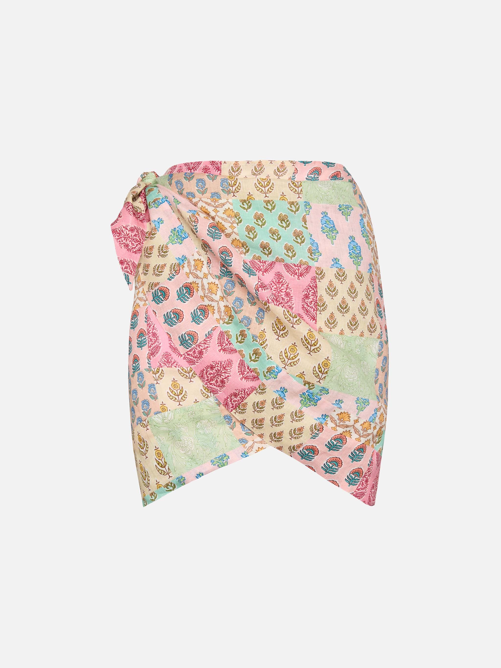 Angie linen mini skirt with floral print - Image 4
