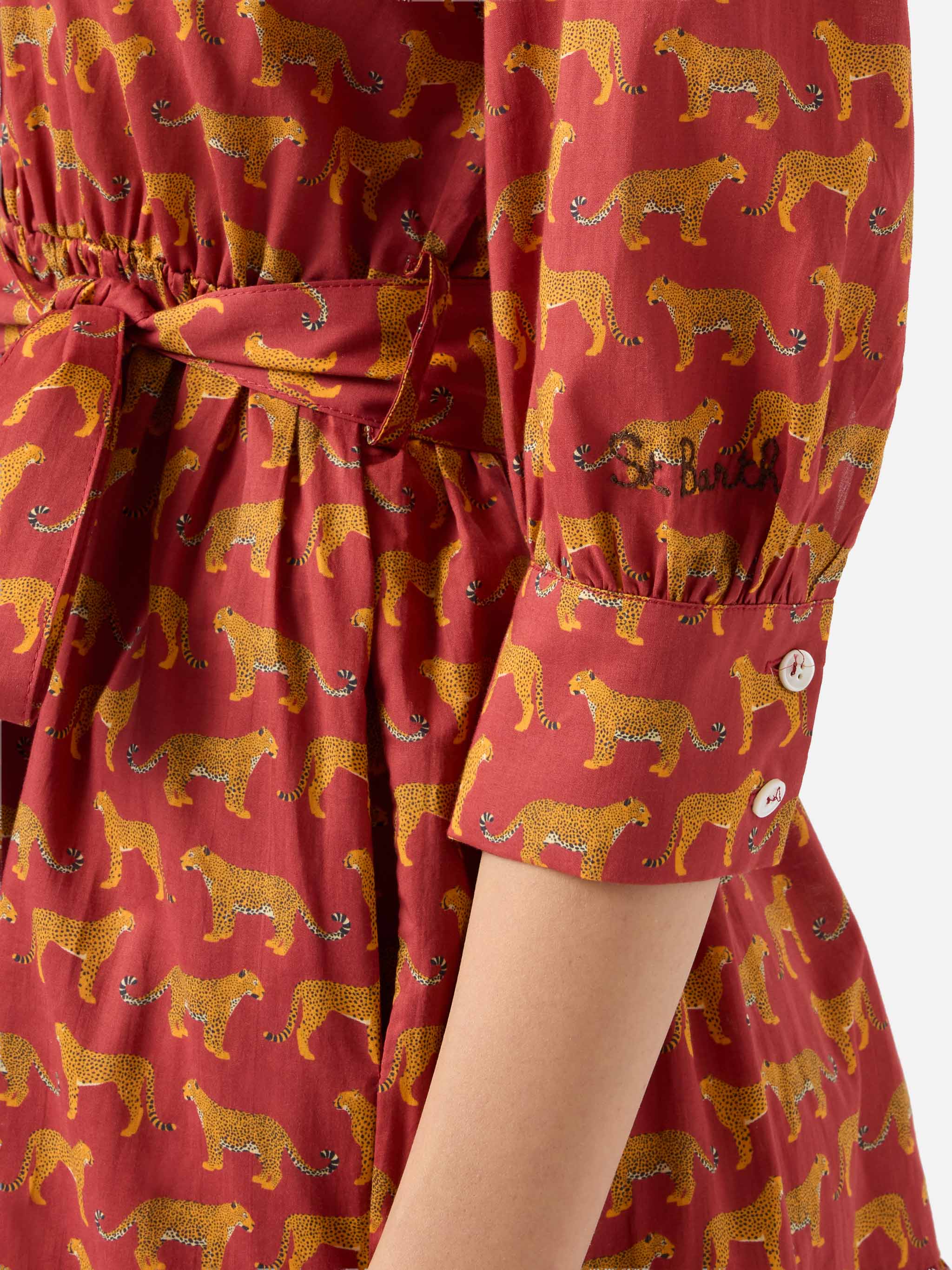 Animalier print cotton short dress Daisi with embroideries - Image 2