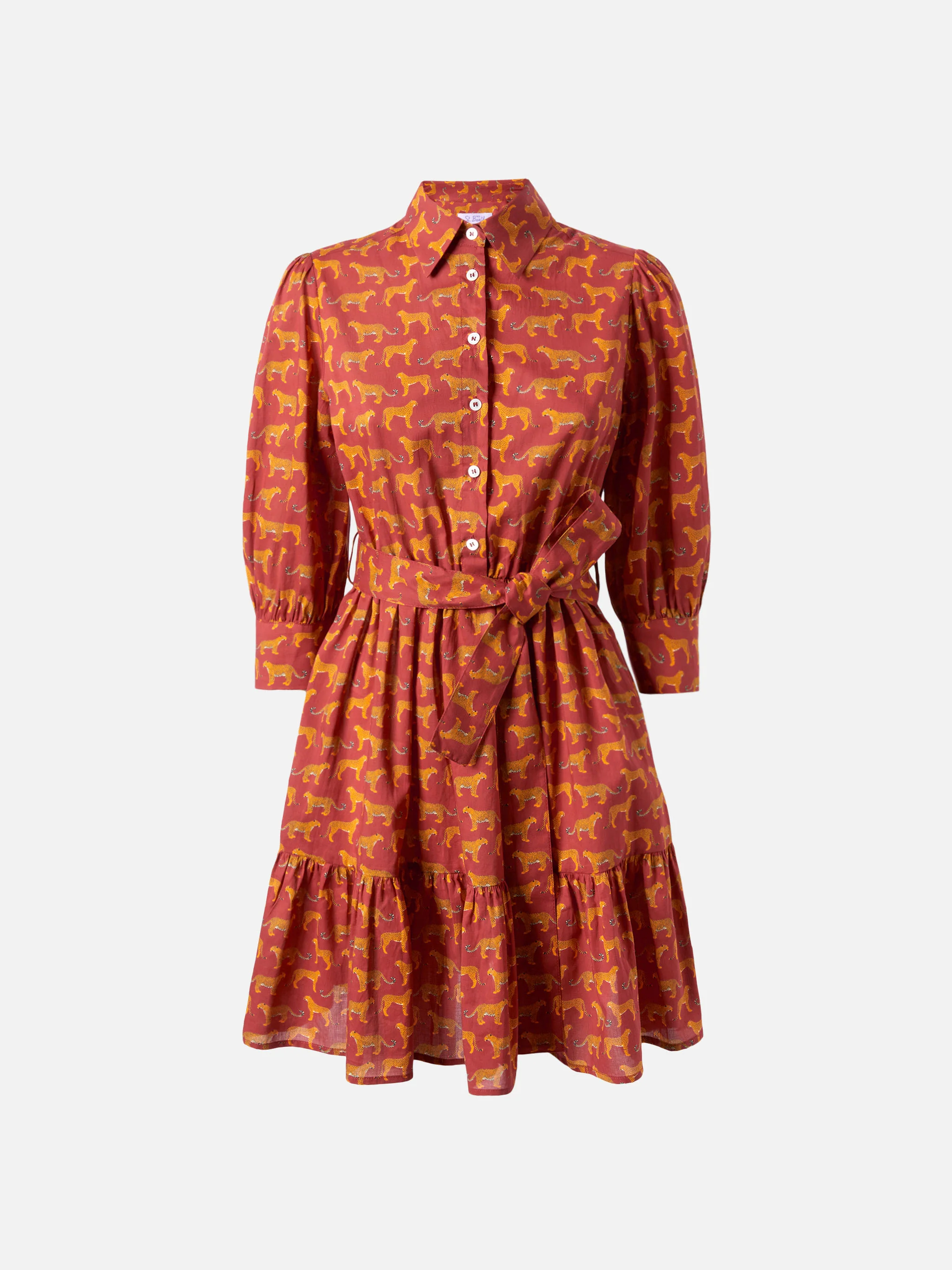 Animalier print cotton short dress Daisi with embroideries - Image 4
