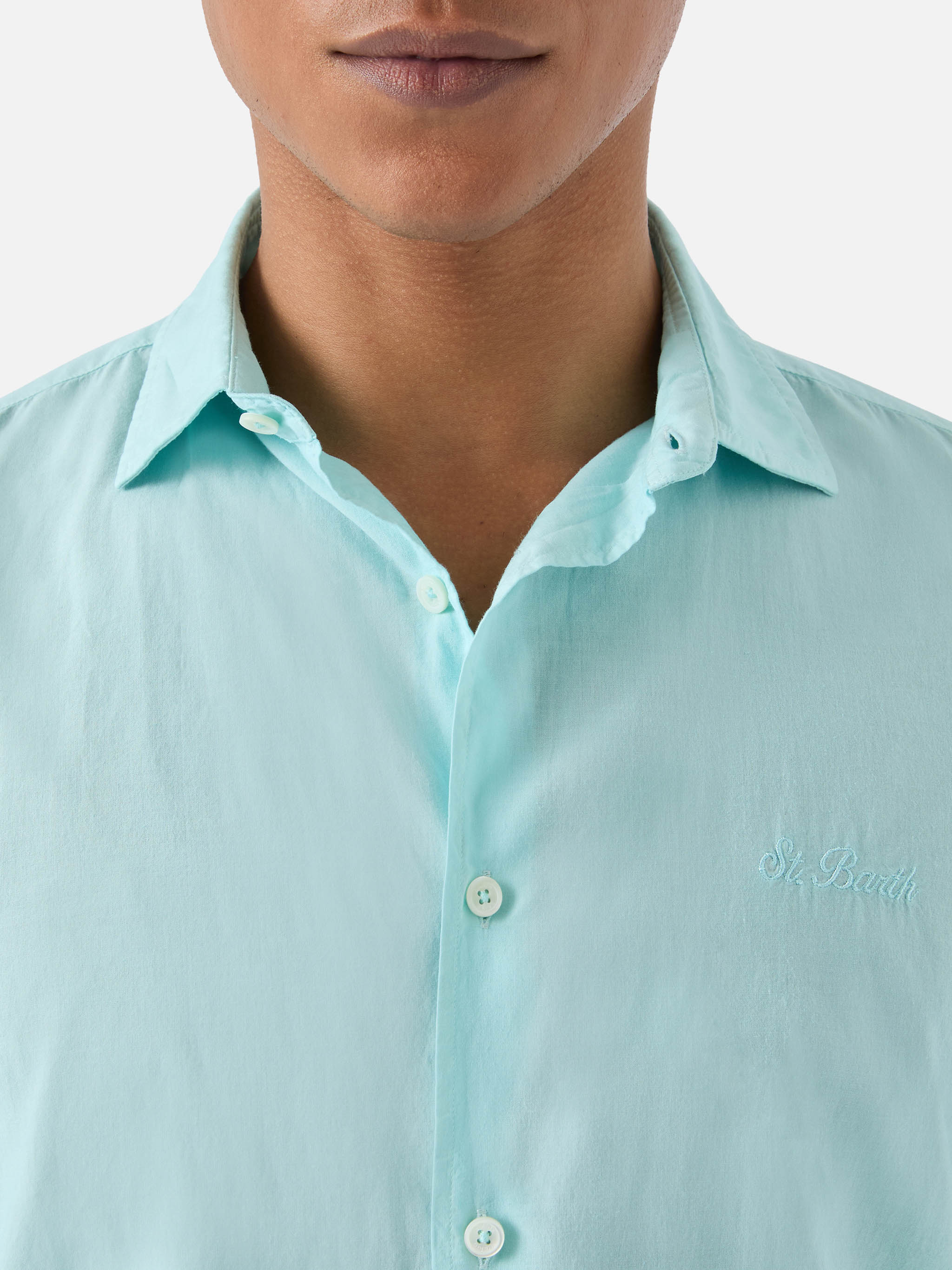 Aqua green Chemise Ice shirt in pure cotton voile - Image 2