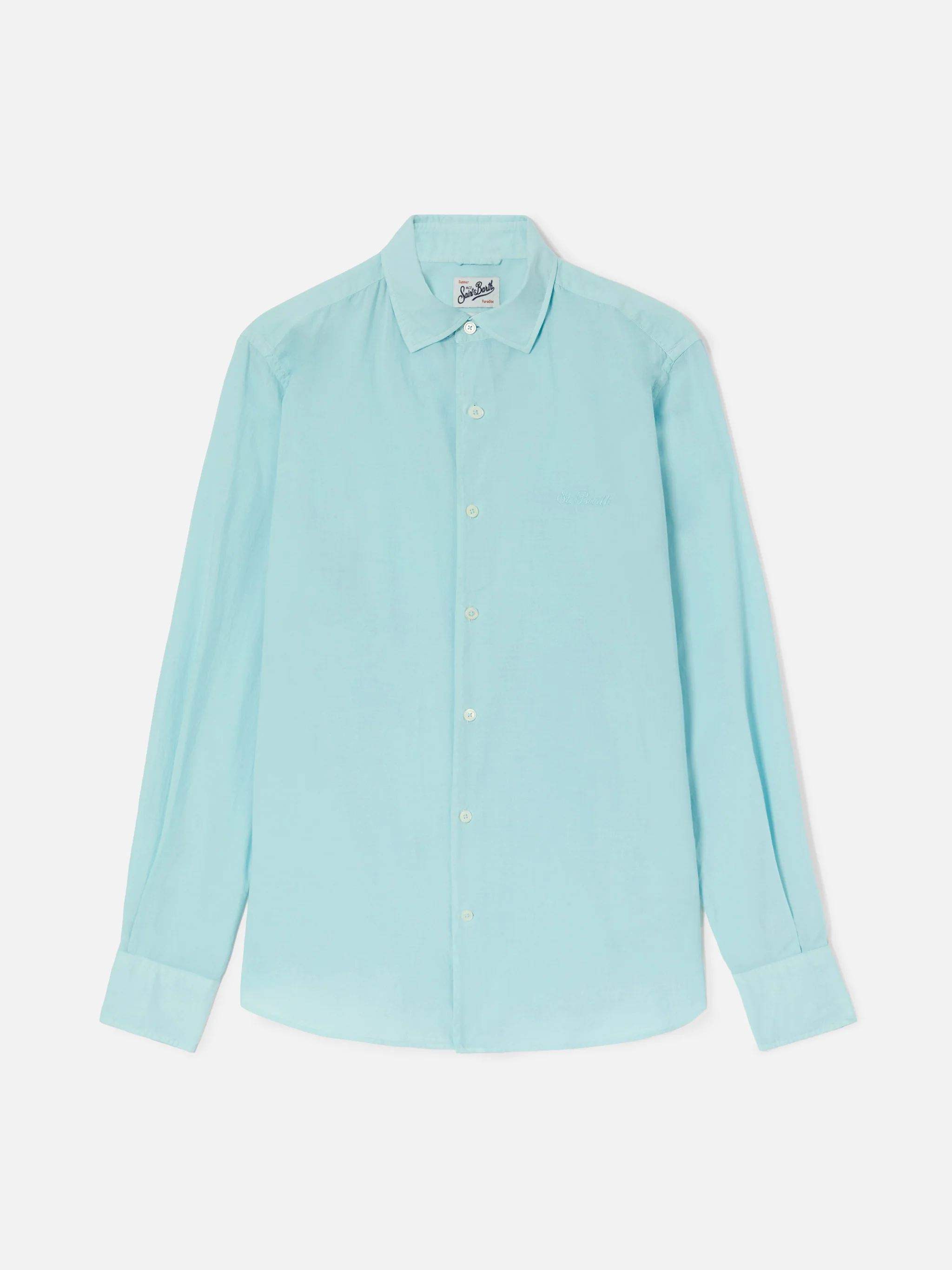 Aqua green Chemise Ice shirt in pure cotton voile - Image 5
