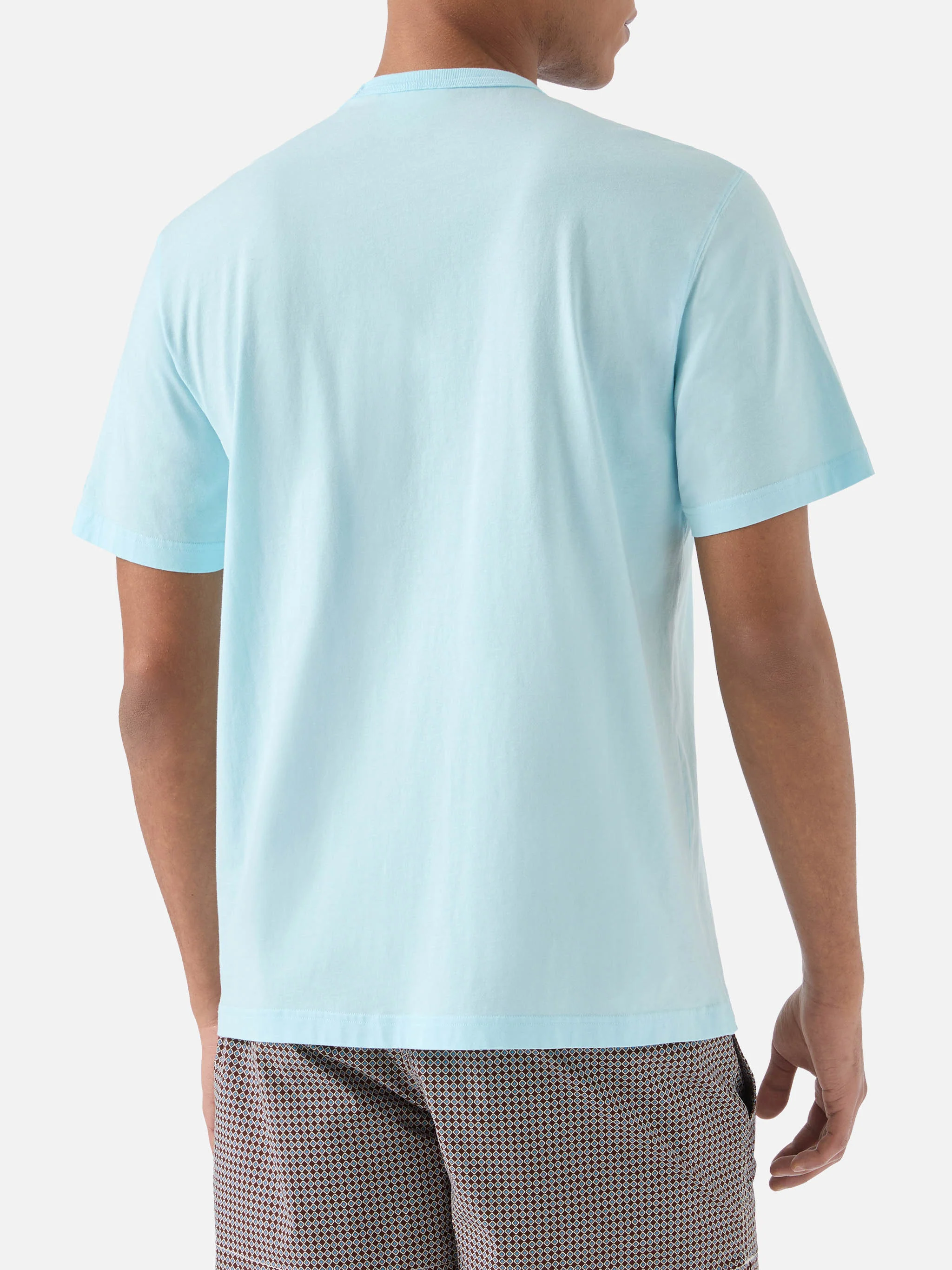 Aqua green Dover cotton t-shirt with logo embroidery - Image 4
