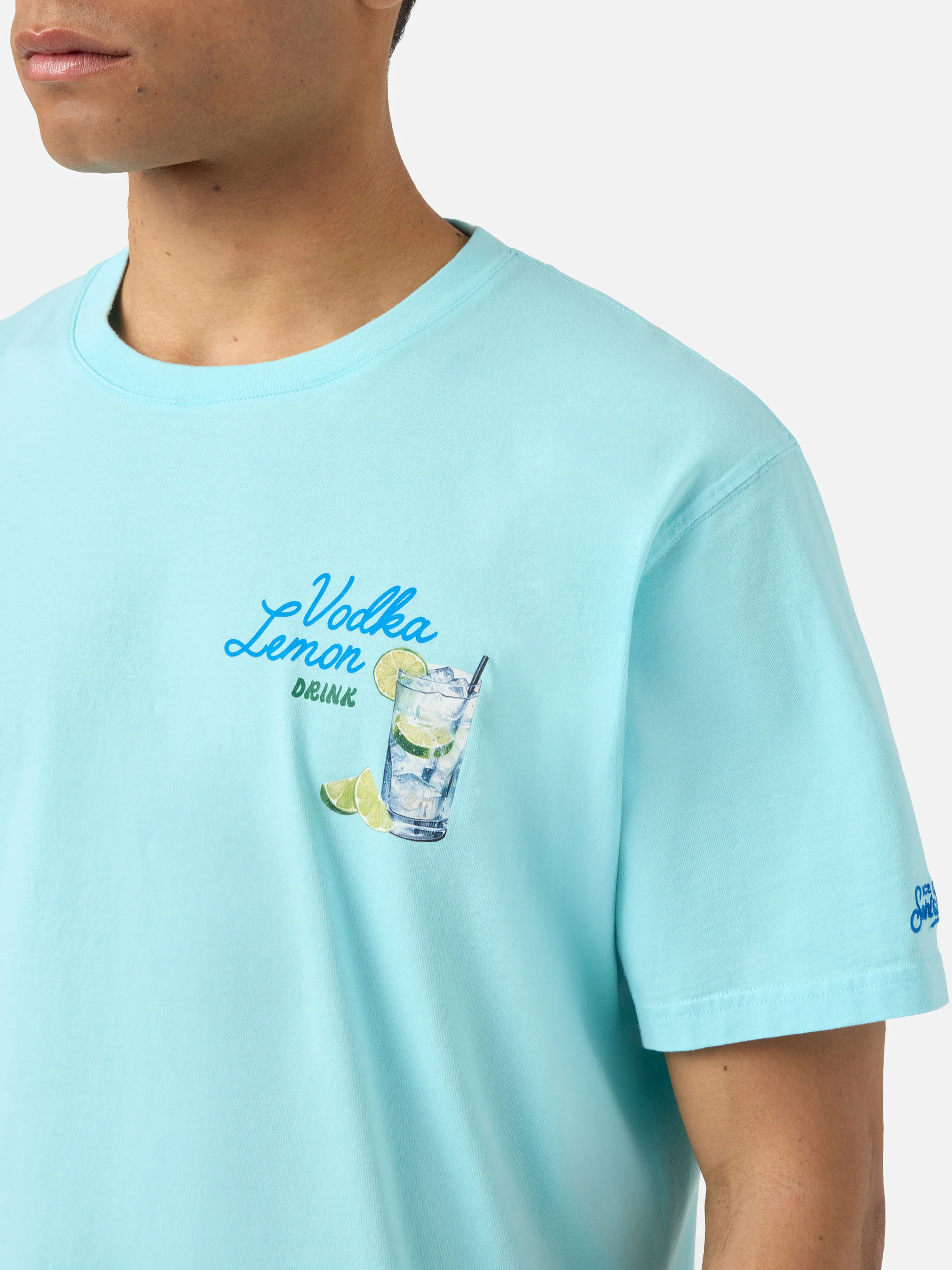 Aqua green Portland t-shirt with Vodka Lemon Drink illustration - Image 2