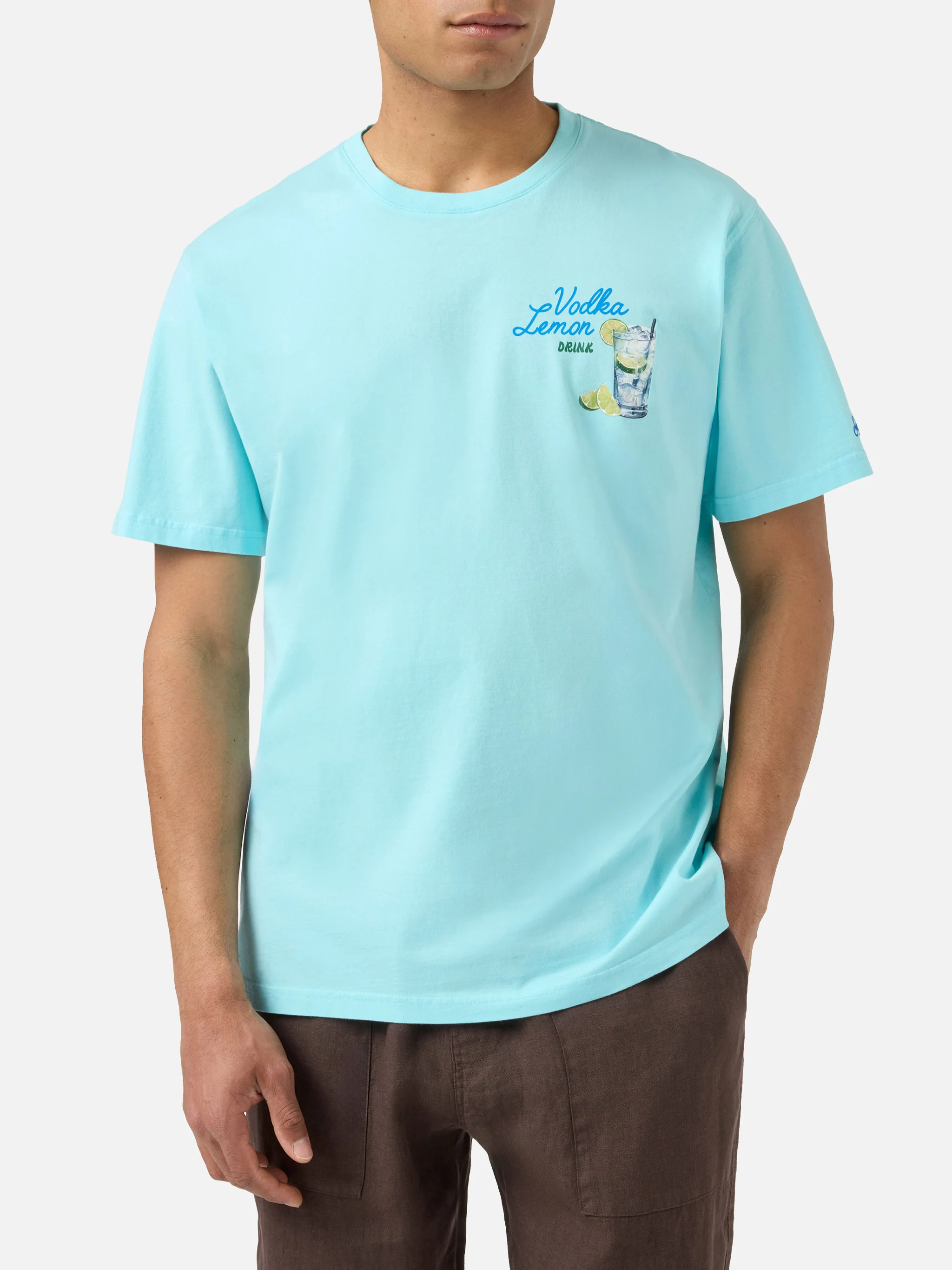 Aqua green Portland t-shirt with Vodka Lemon Drink illustration - Image 3