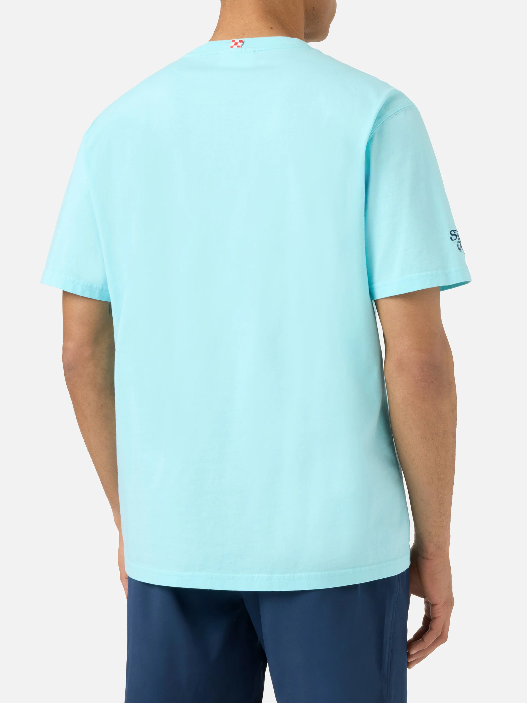 Aqua green Portofino T-shirt with Cerco L'estate Tutto L'anno embroidery - Image 4