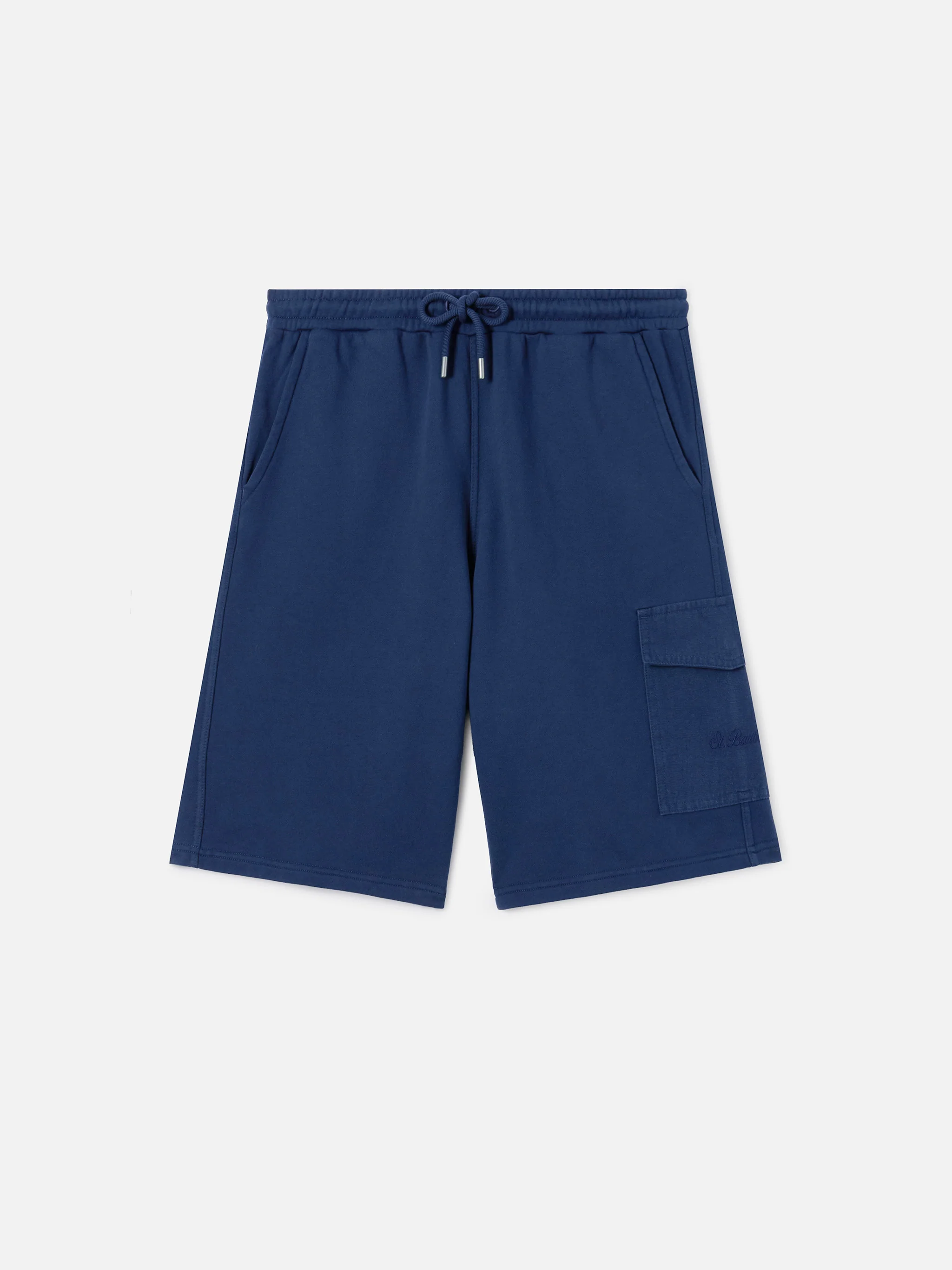 Argo navy blue fleece bermuda shorts with cargo pocket - Image 4