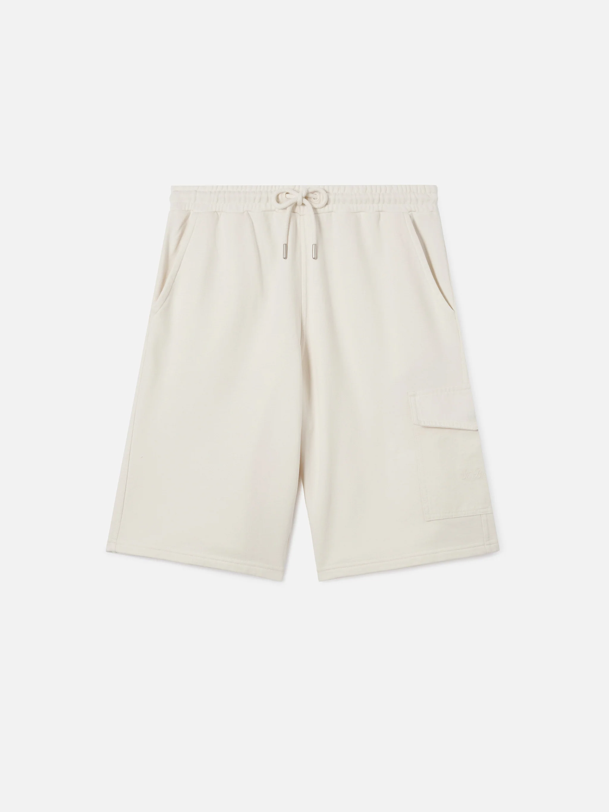 Argo solid cream fleece bermuda shorts with cargo pocket - Image 5
