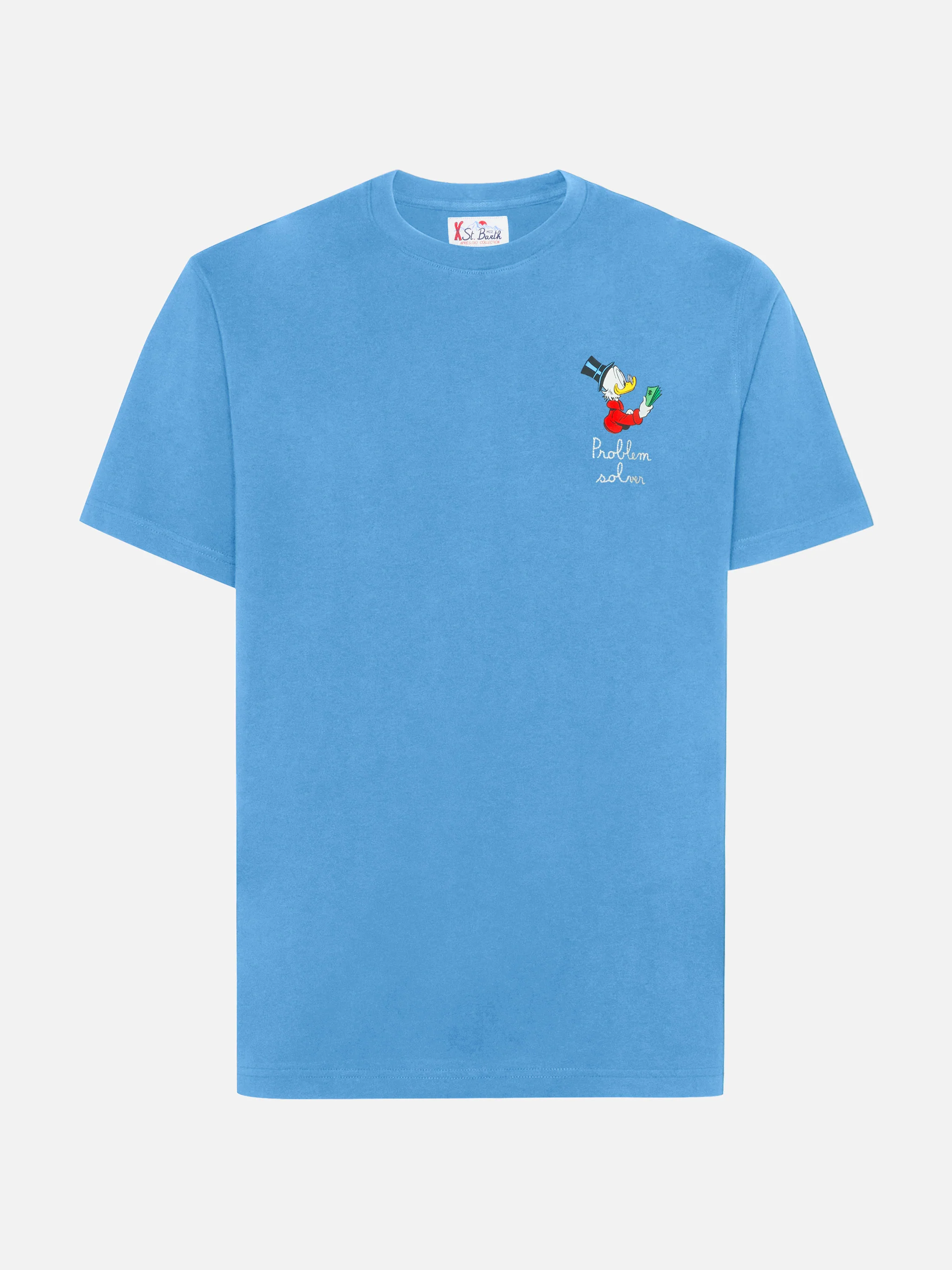 Arnott cotton T-shirt in air force blue with Scrooge McDuck Problem Solver embroidery | DISNEY SPECIAL EDITION