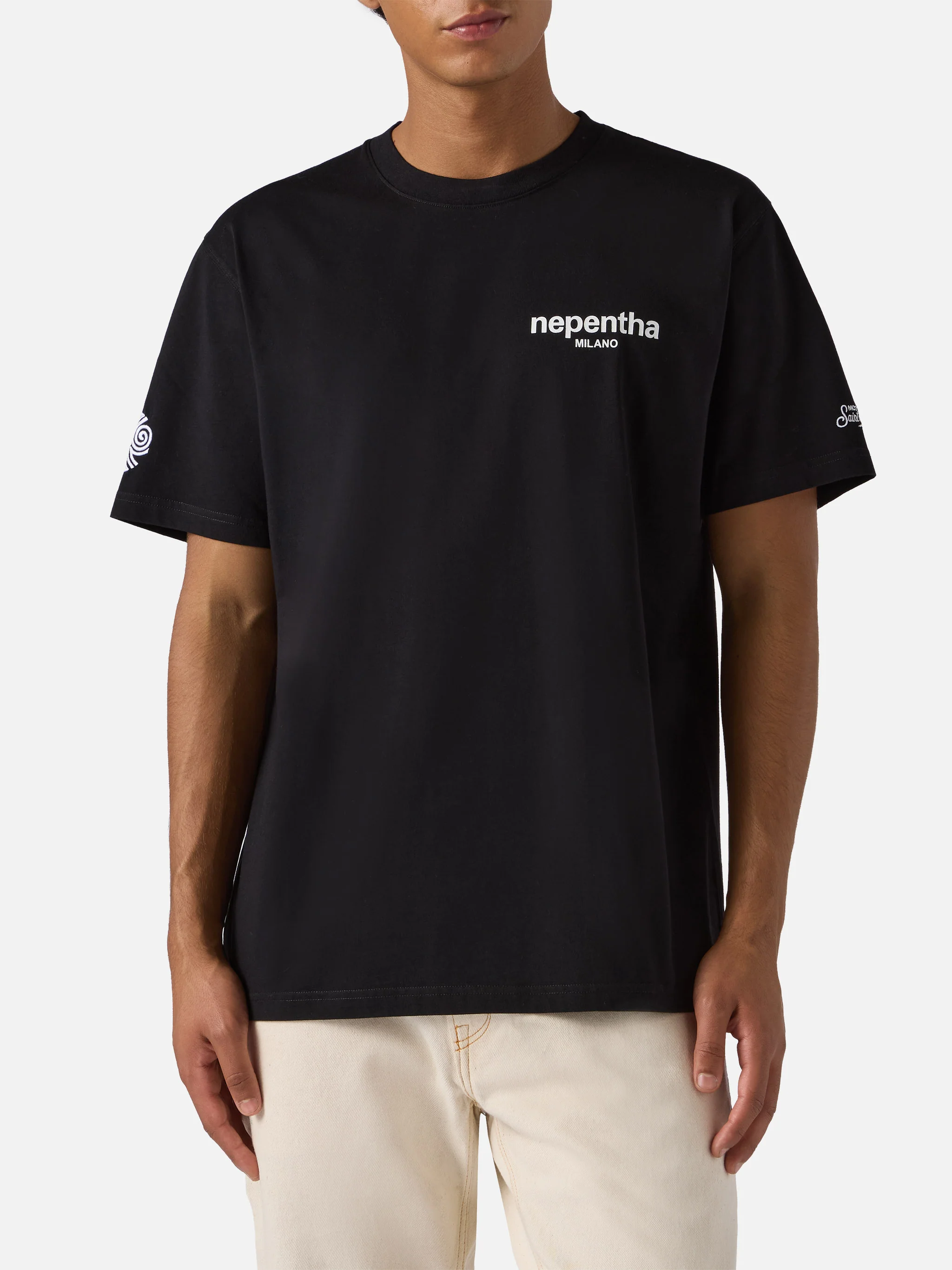 Arnott cotton T-shirt in black with Nephenta print | NEPENTHA SPECIAL EDITION - Image 3