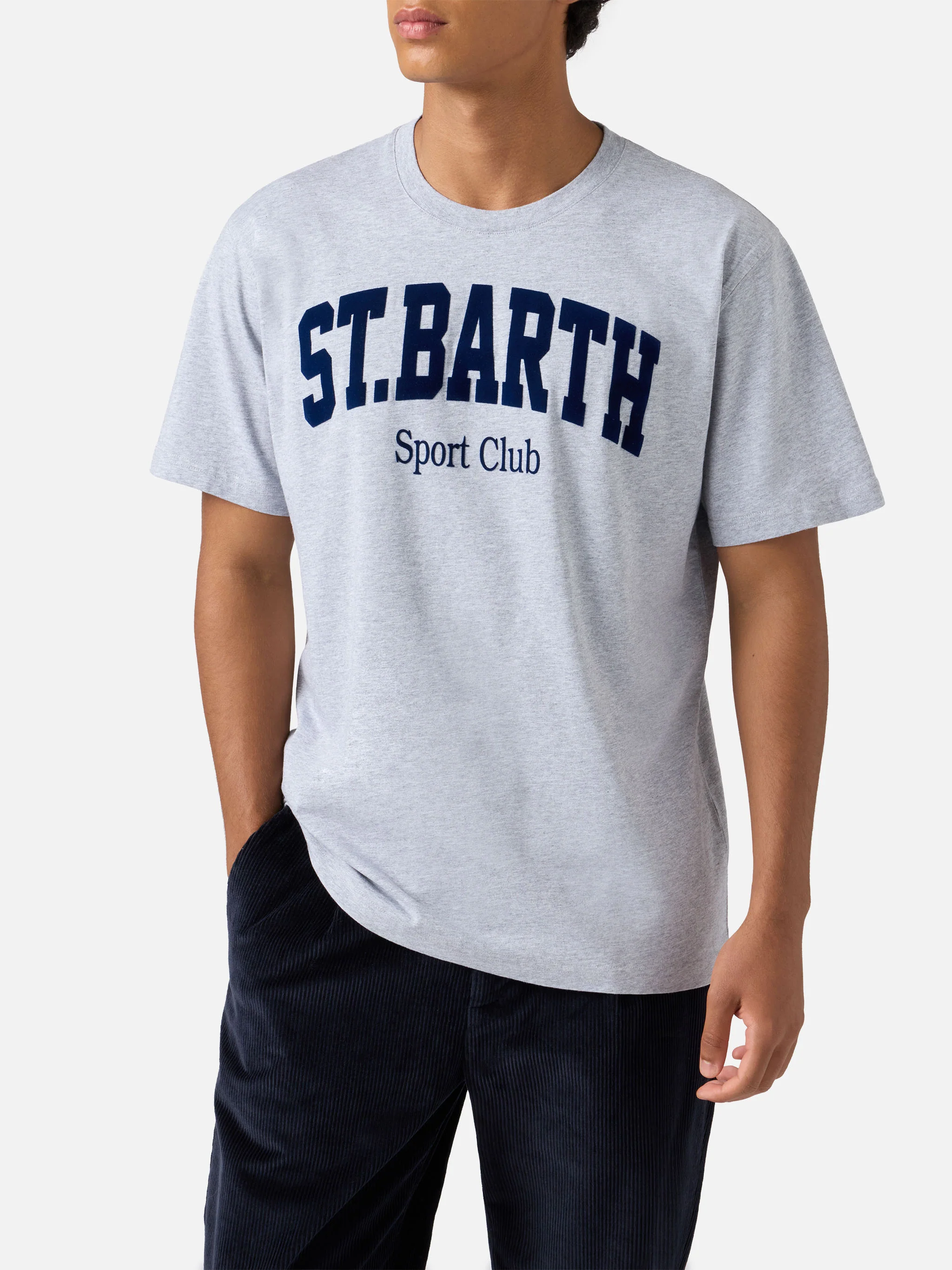 Arnott cotton T-shirt in blue with St. Barth Sport Club flock print - Image 2
