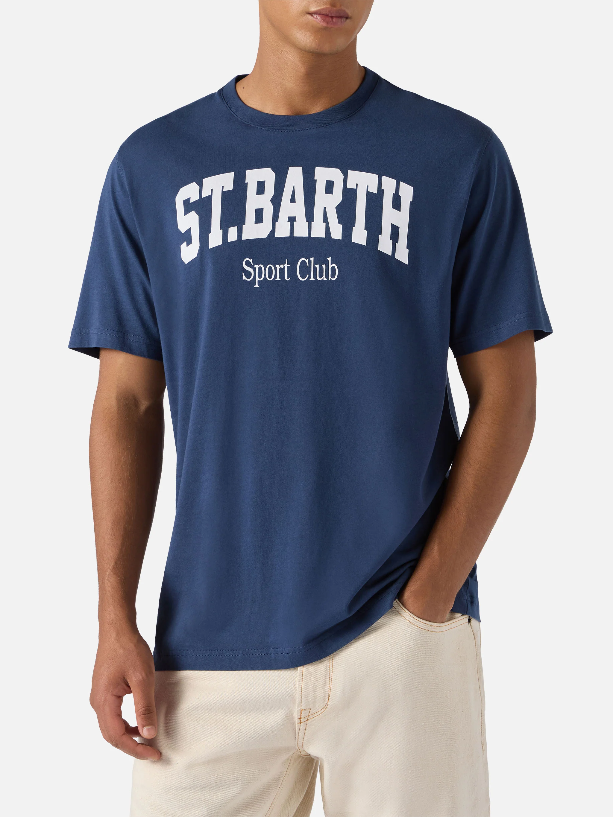 Arnott cotton T-shirt in blue with St. Barth Sport Club print - Image 2