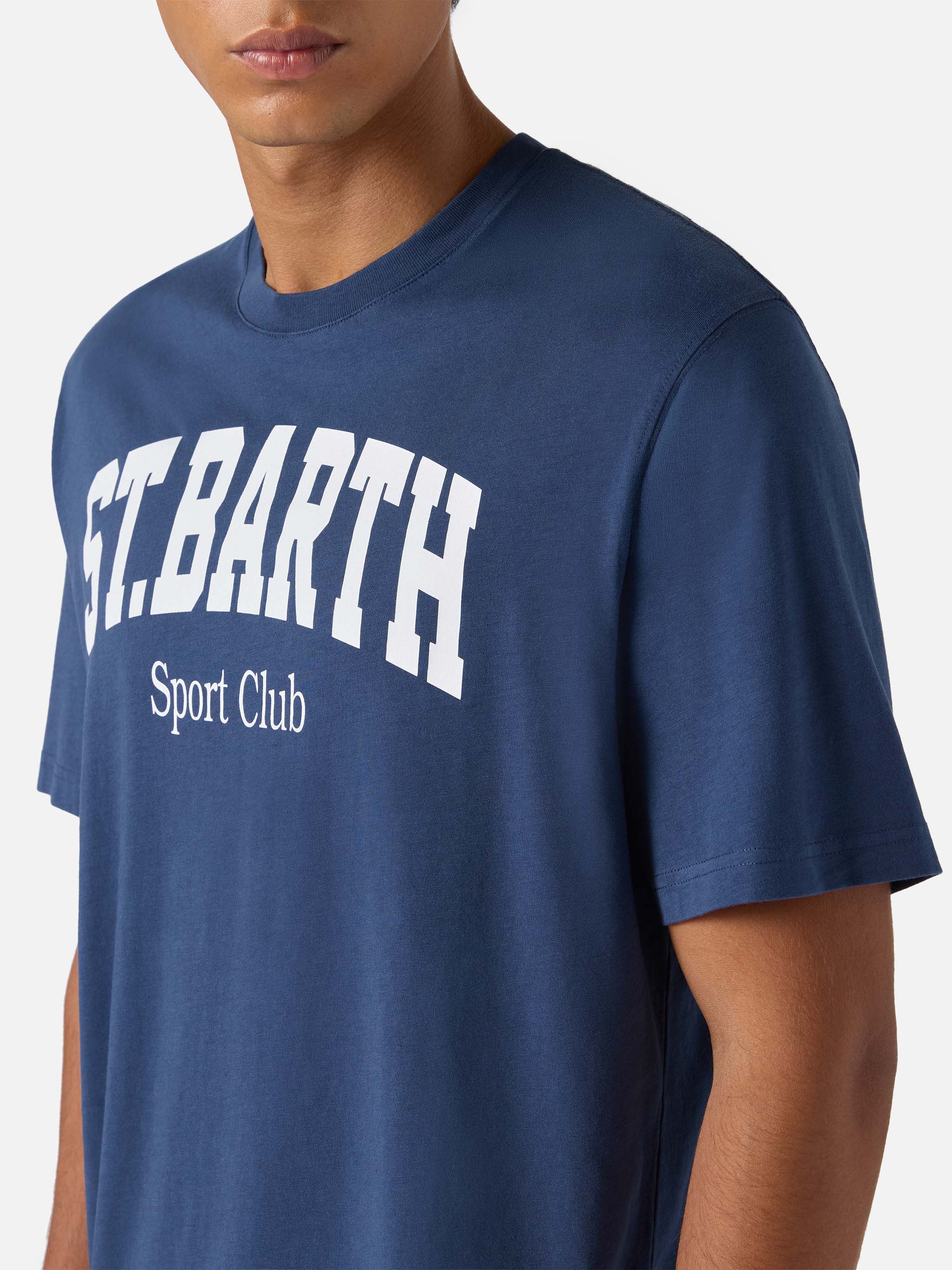 Arnott cotton T-shirt in blue with St. Barth Sport Club print - Image 3