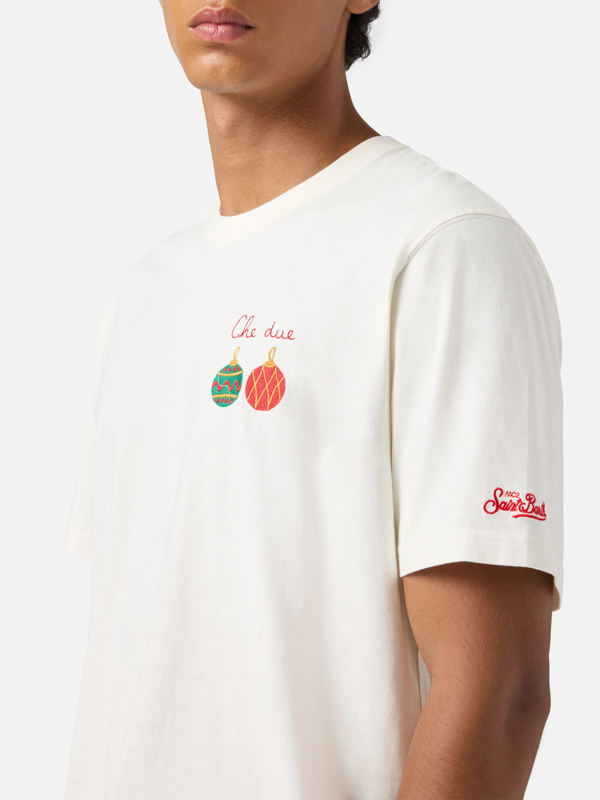 Arnott cotton T-shirt in white with Che Due… embroidery - Image 2