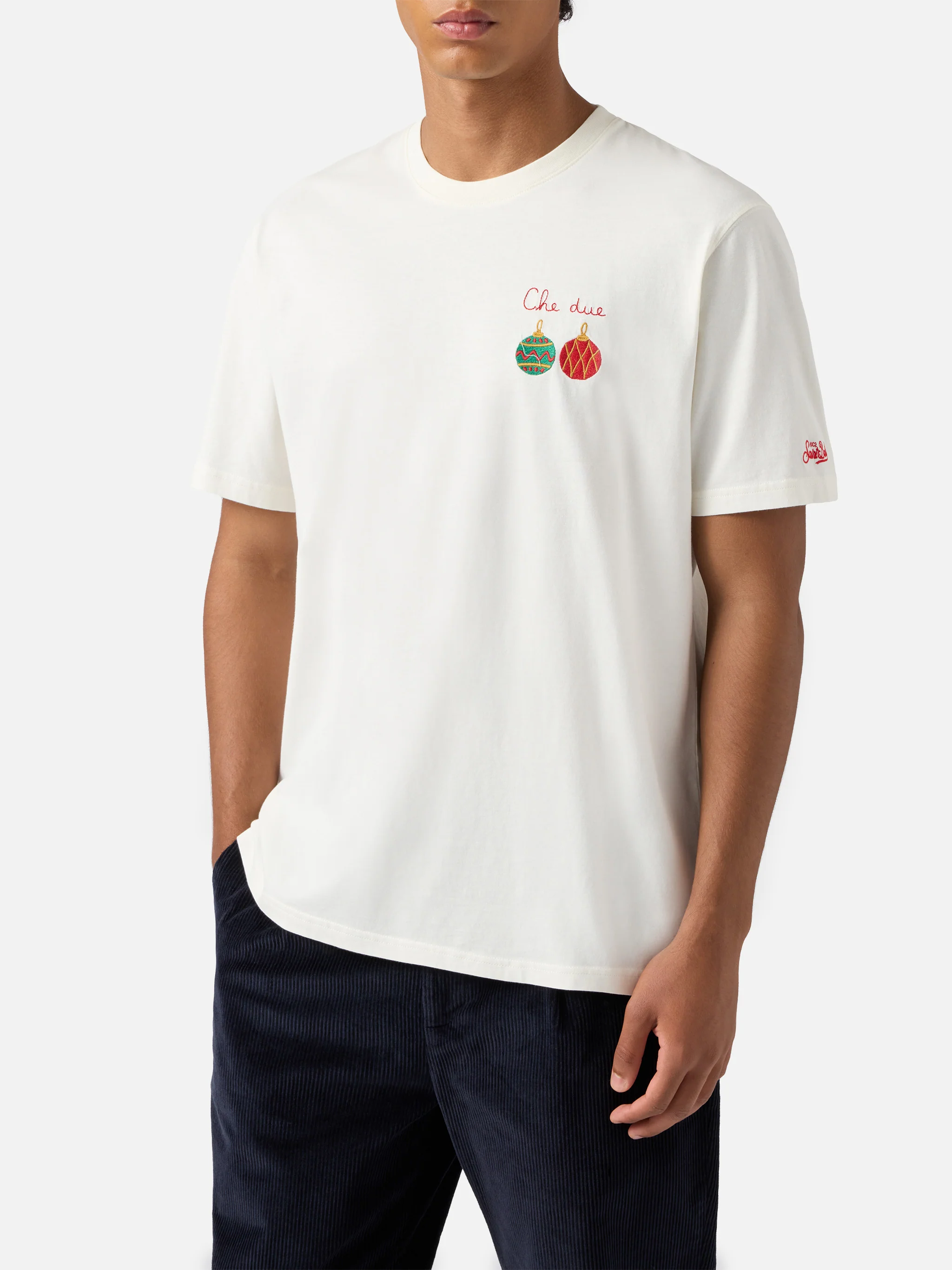 Arnott cotton T-shirt in white with Che Due… embroidery - Image 3