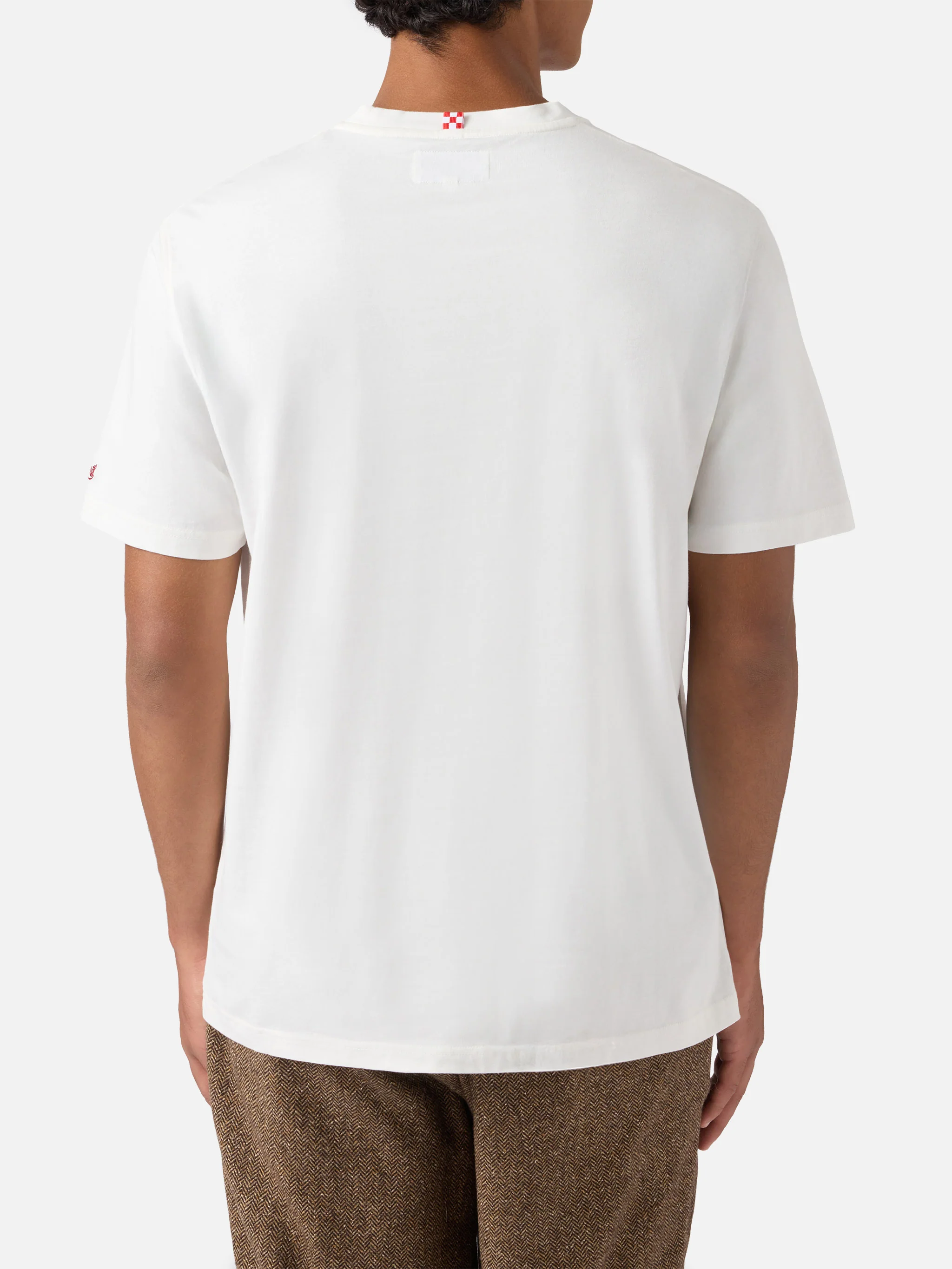 Arnott cotton T-shirt in white with Famolo Strano embroidery - Image 4