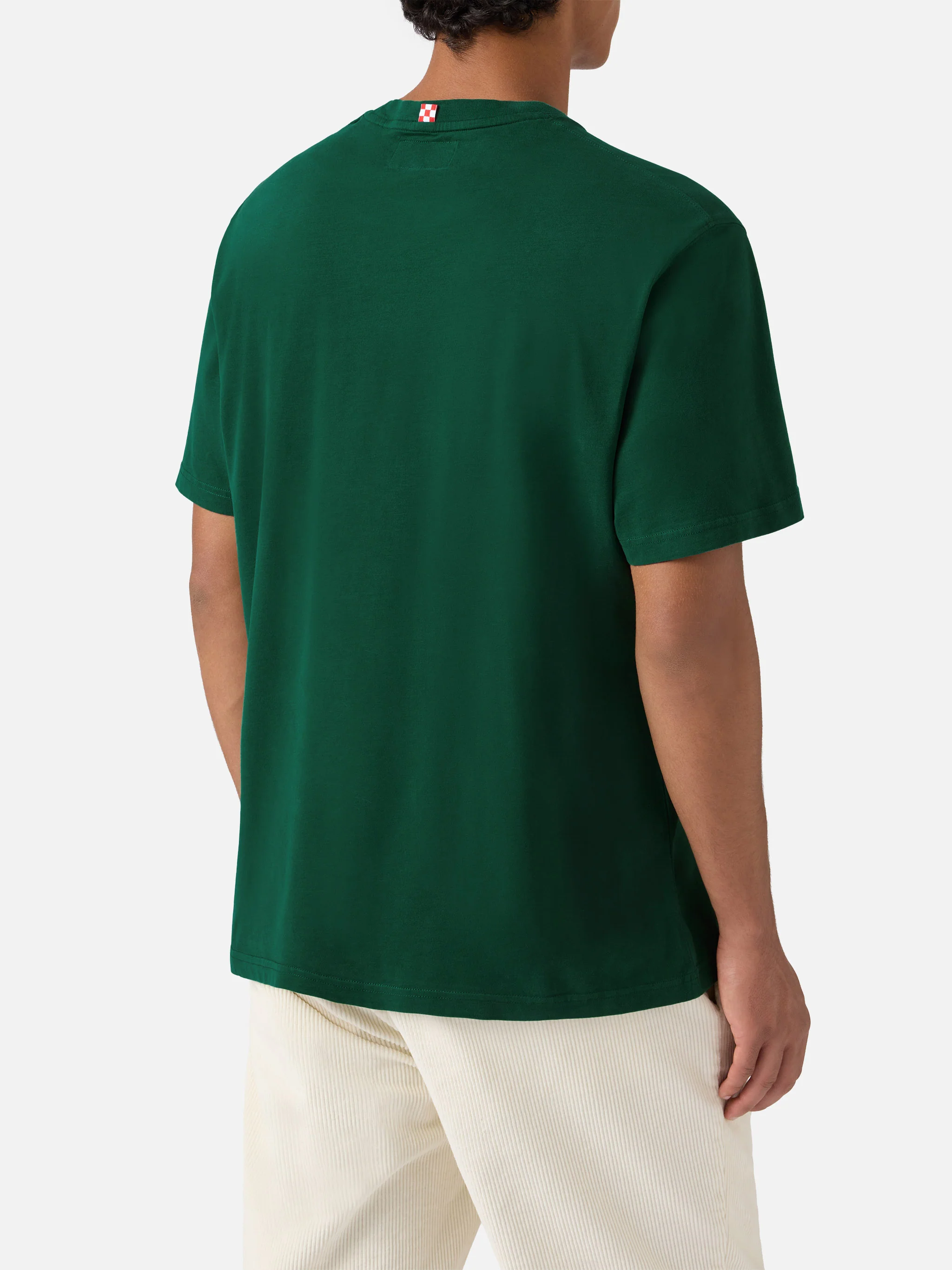 Arnott warm-touch cotton T-shirt in green with Rotolando verso valle embroidery - Image 4