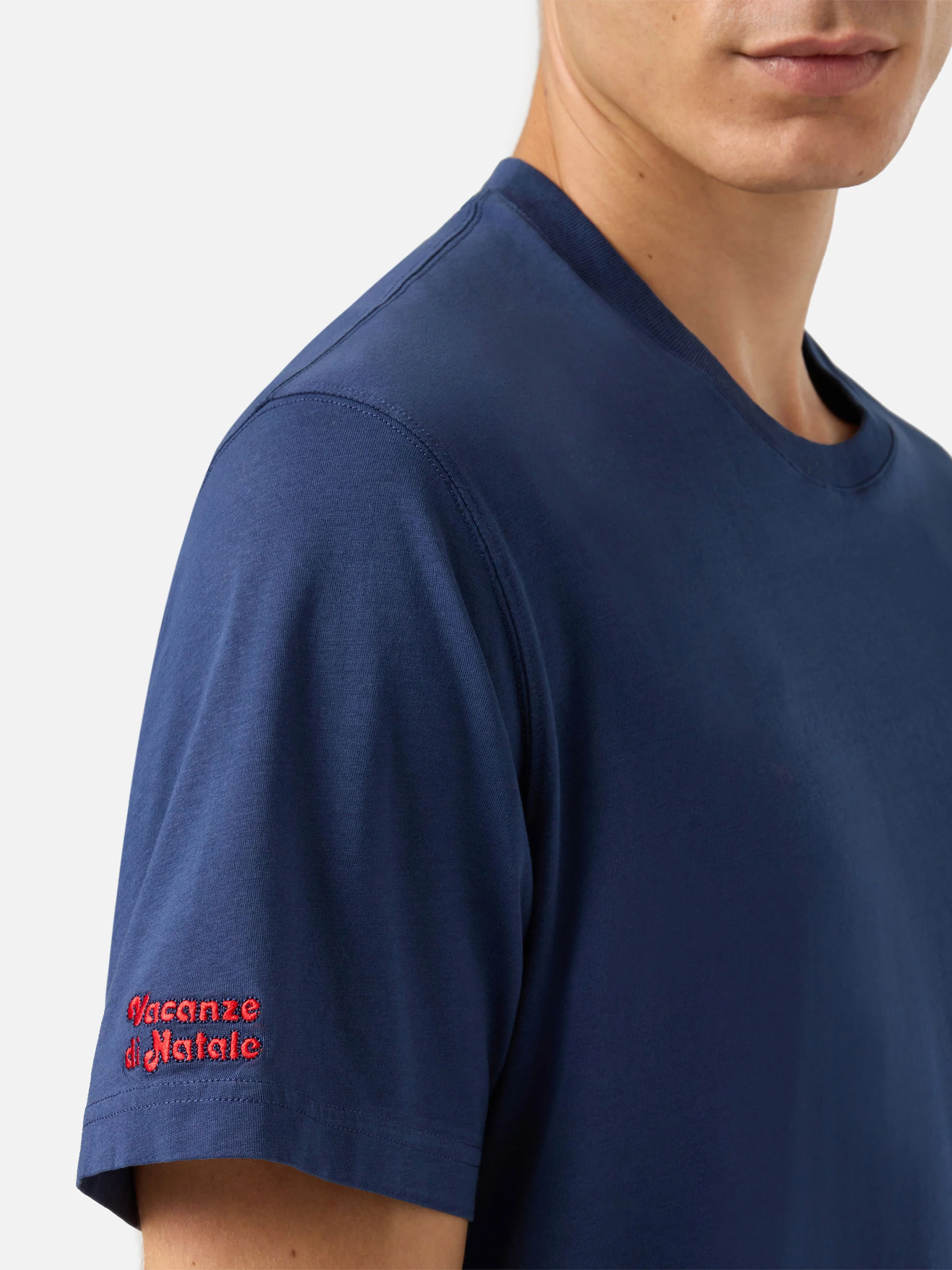 Arnott Warm winter cotton T-shirt in blue with Bel temp… embroidery | VACANZE DI NATALE SPECIAL EDITION - Image 4