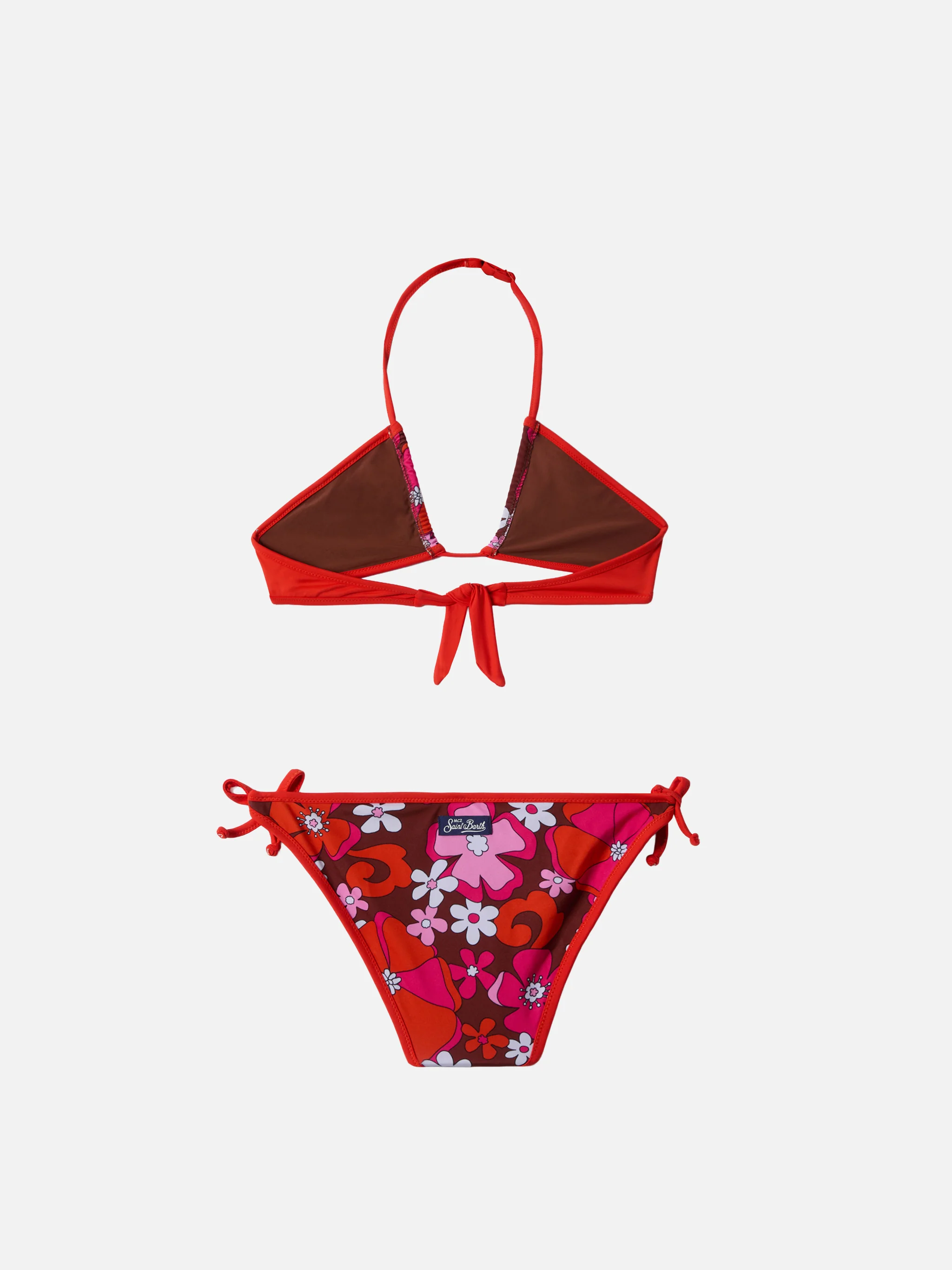 Aryanna bandeau bikini with retro flower print - Image 2