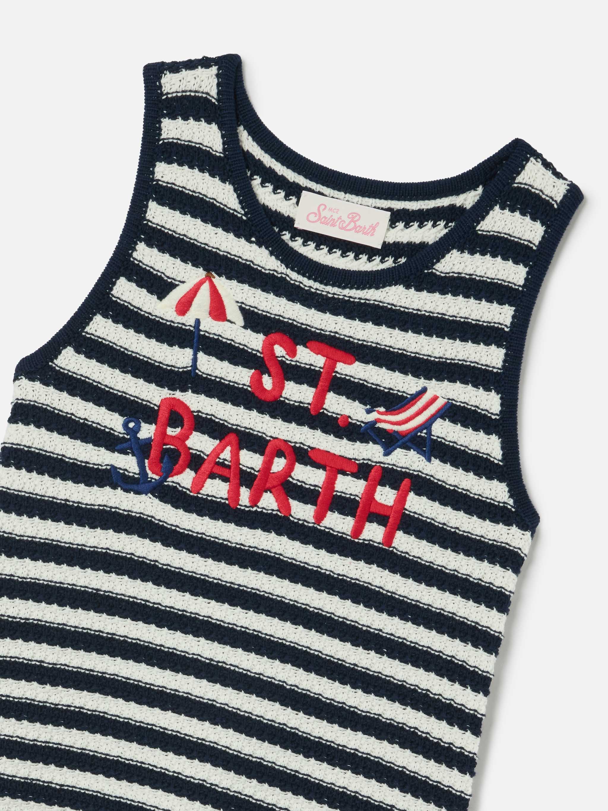 Audie pure cotton striped dress with logo embroidery and sea details - Image 2
