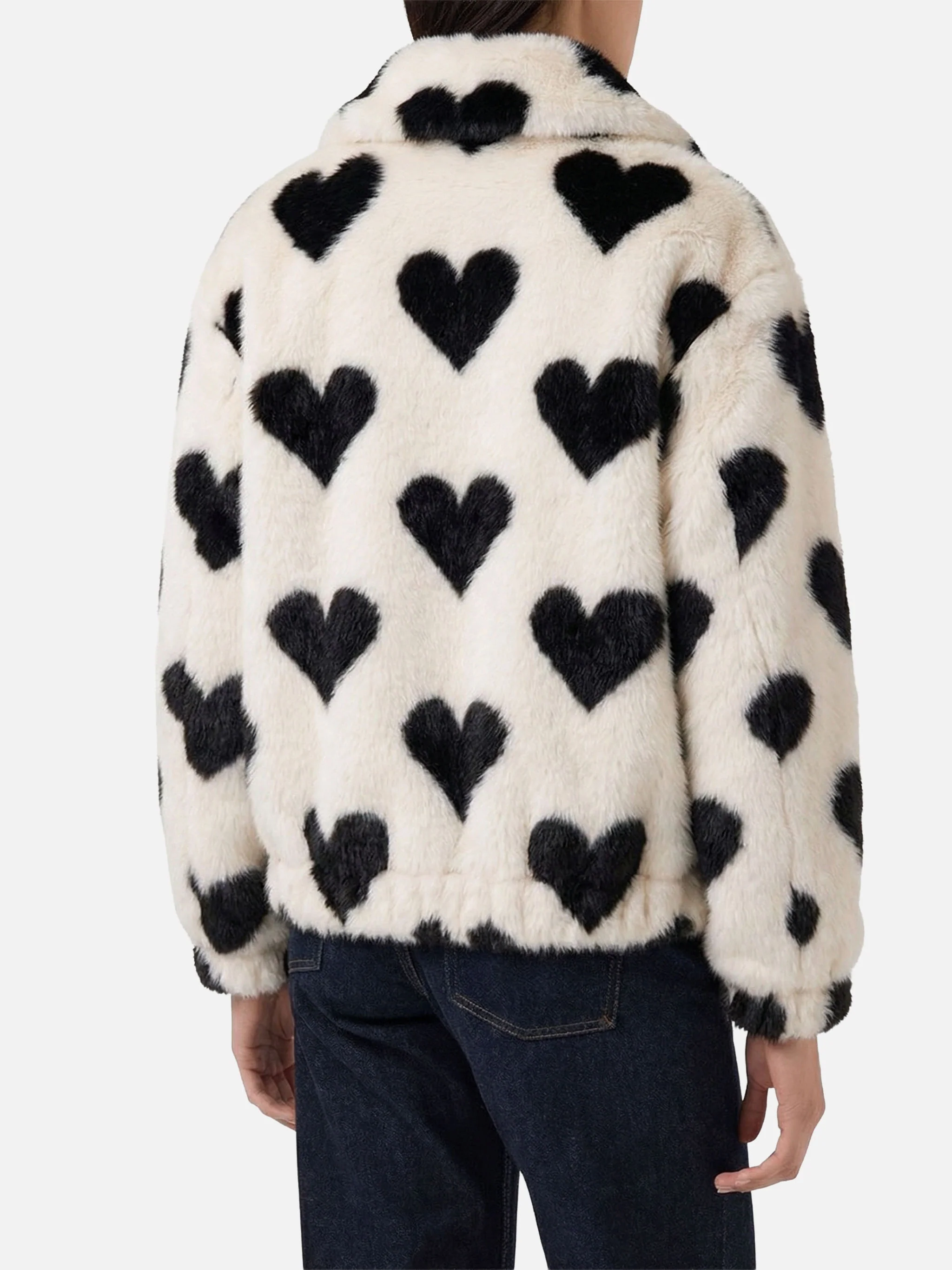 Aveline faux fur jacket with heart print - Image 2