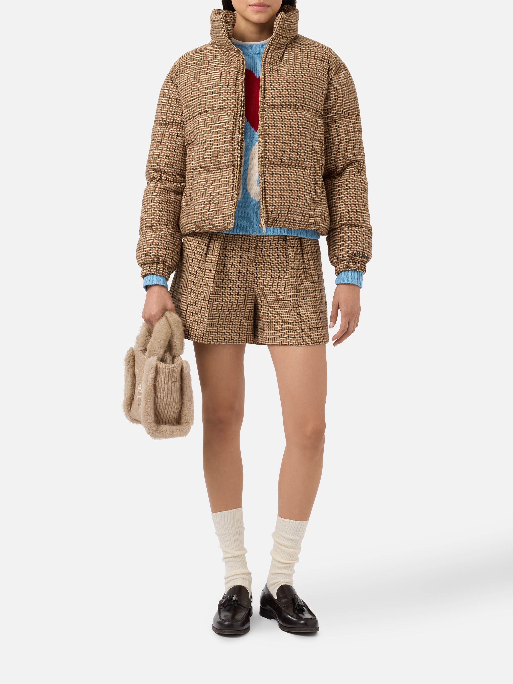 Aya shorts in houndstooth fabric with double pleats - Image 2