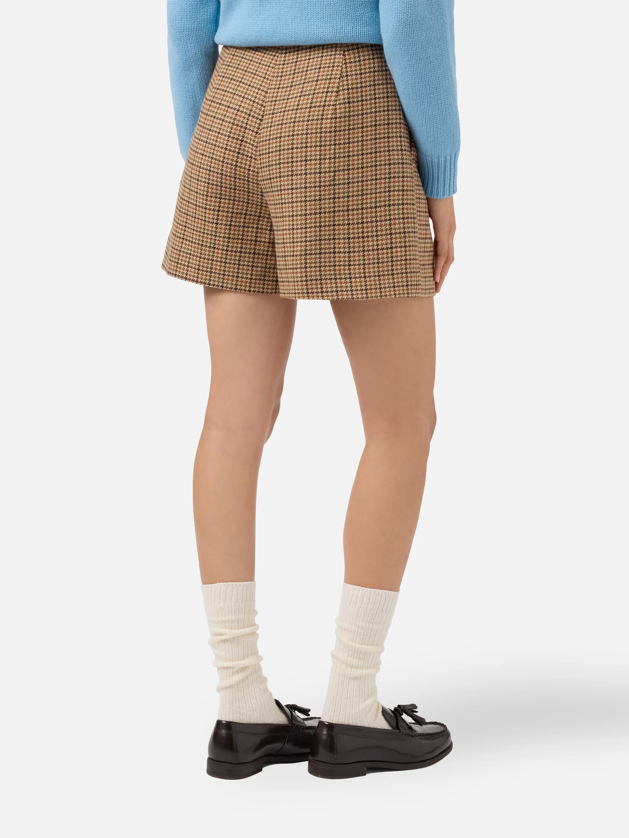 Aya shorts in houndstooth fabric with double pleats - Image 4