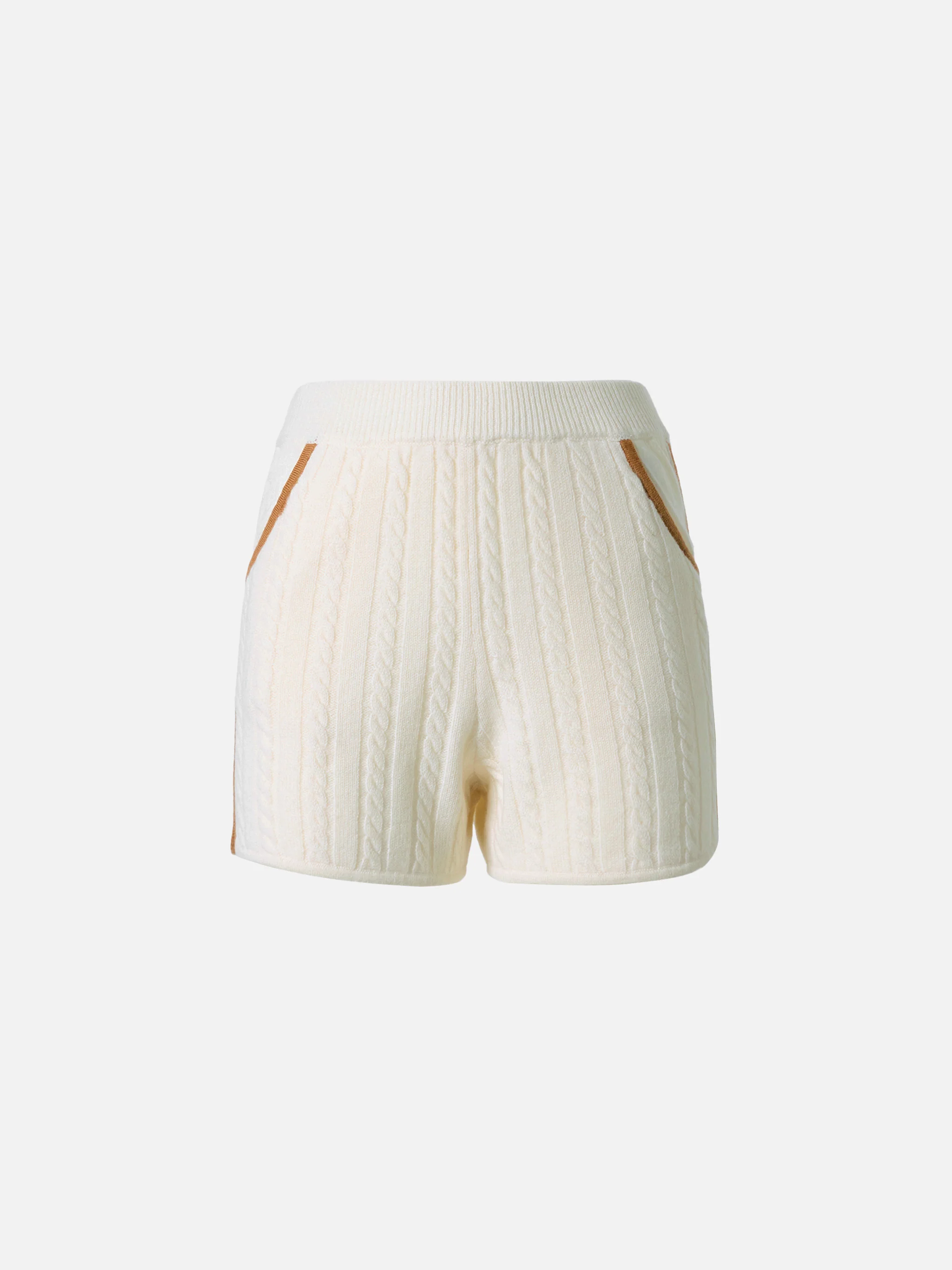 Azure cable-knit shorts in pure white wool - Image 5