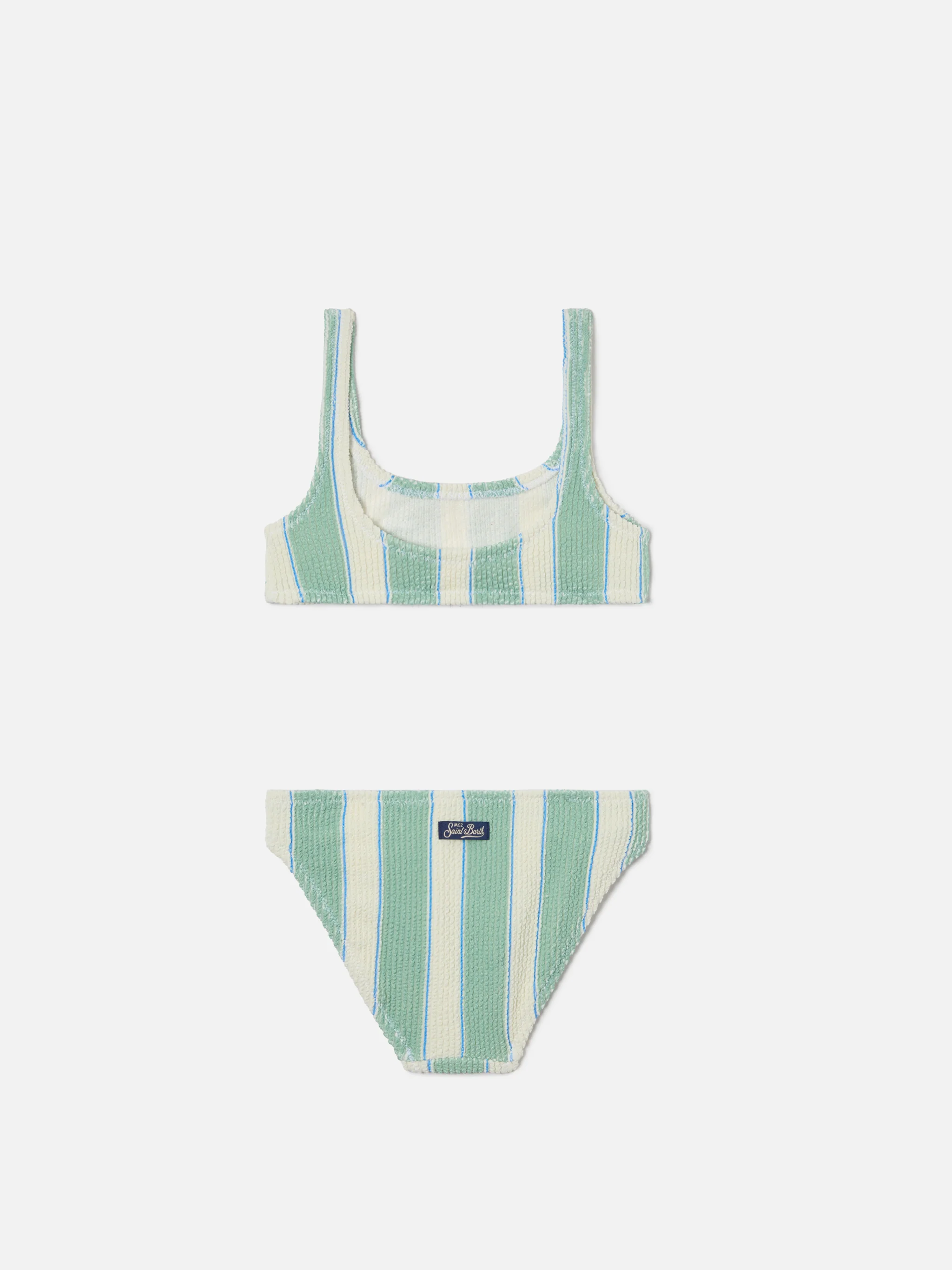 Baker crinkle bikini with green and cream stripes - Image 2