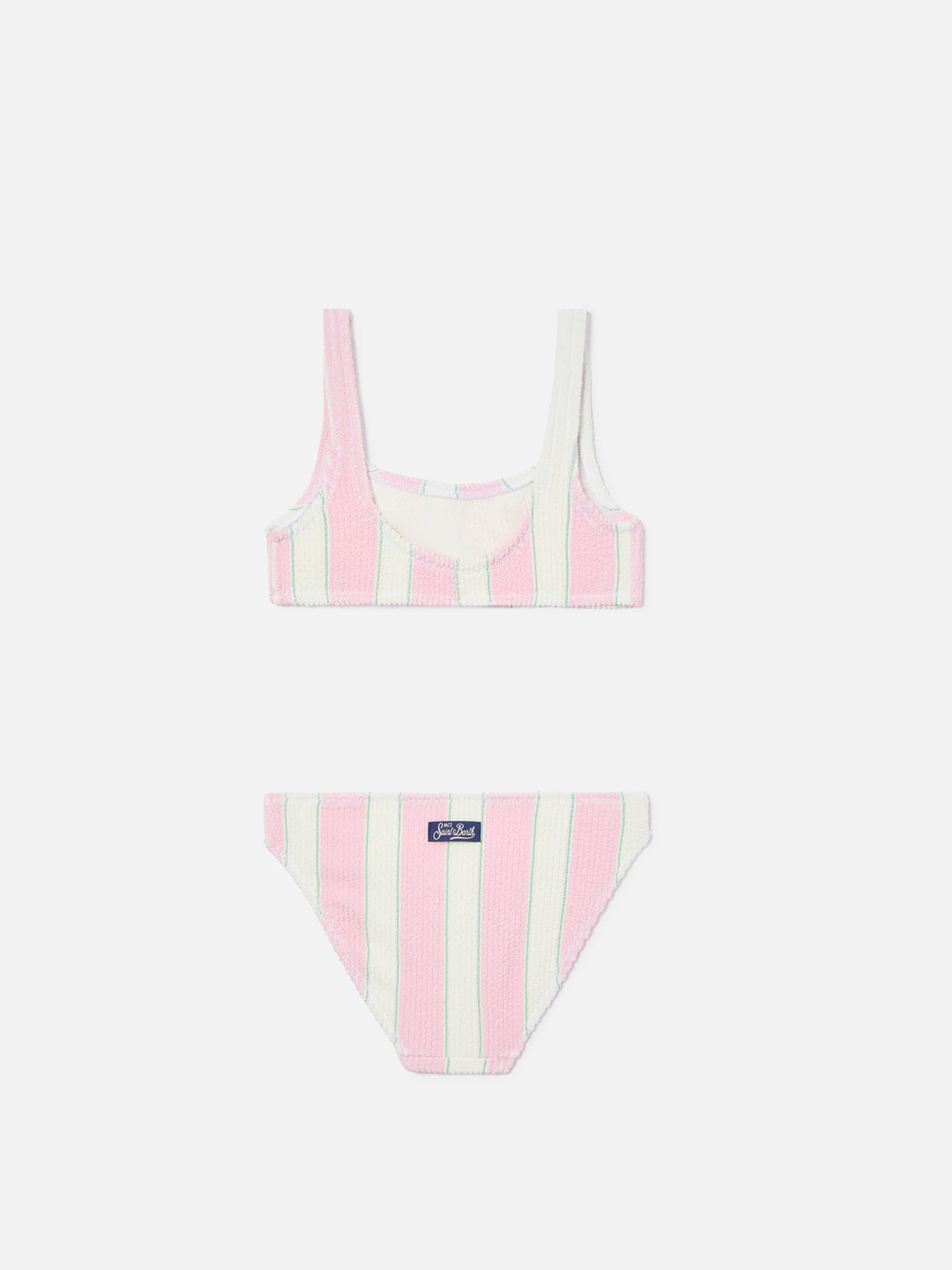 Baker crinkle bikini with pink and cream stripes - Image 2