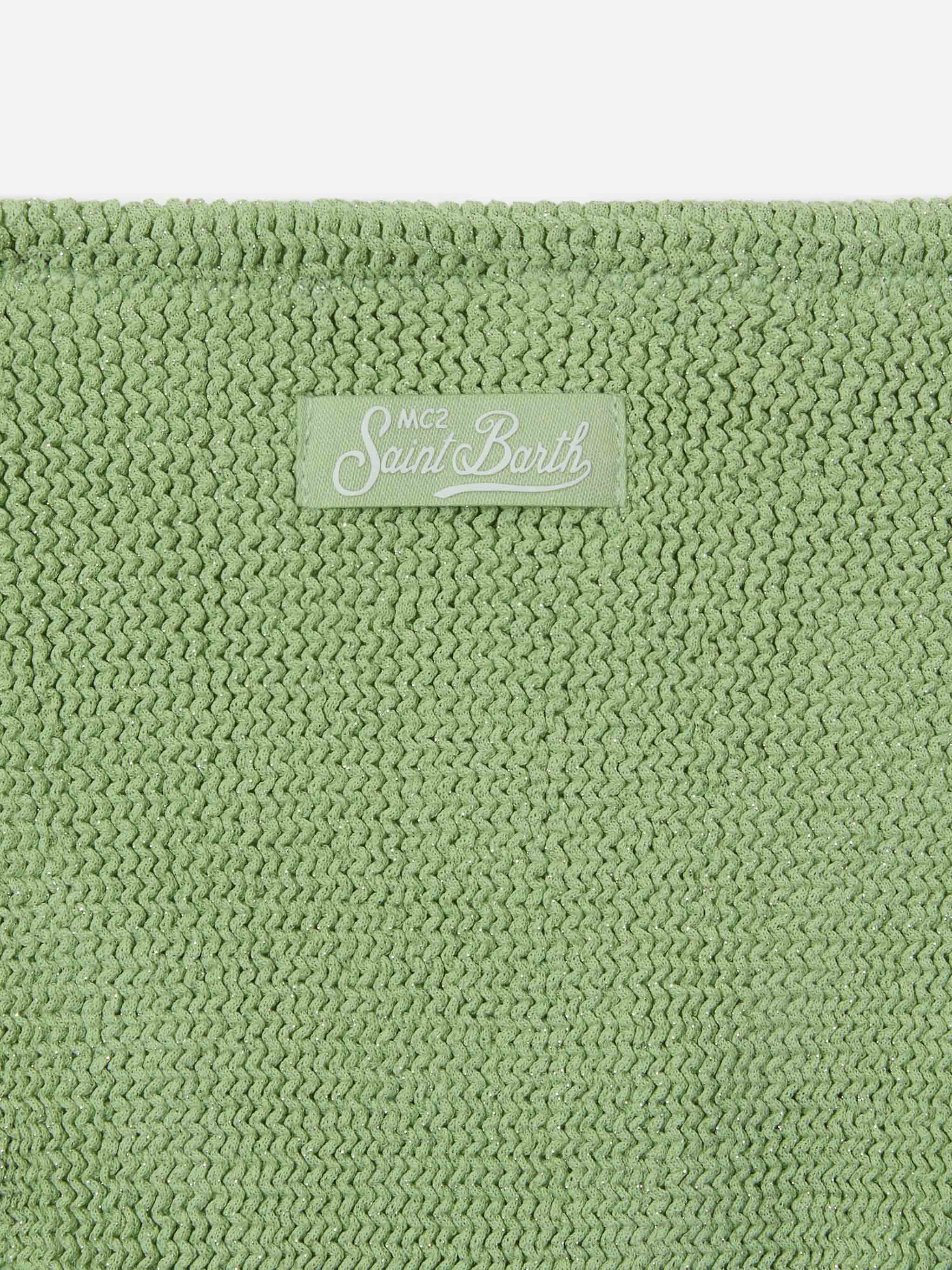Baker crinkle lurex bikini in light mint - Image 3