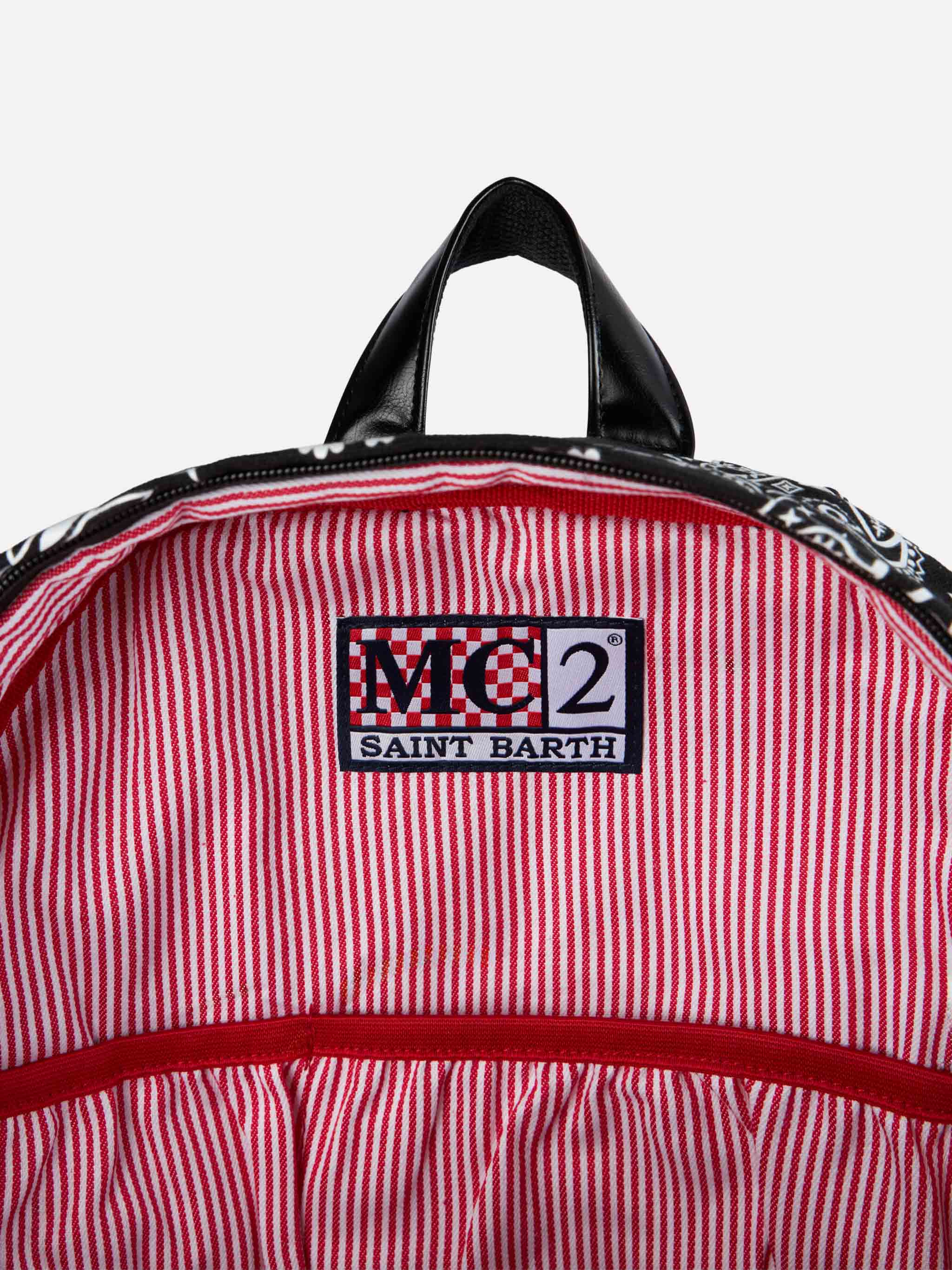 Canvas backpack cody with black bandanna print - Image 4