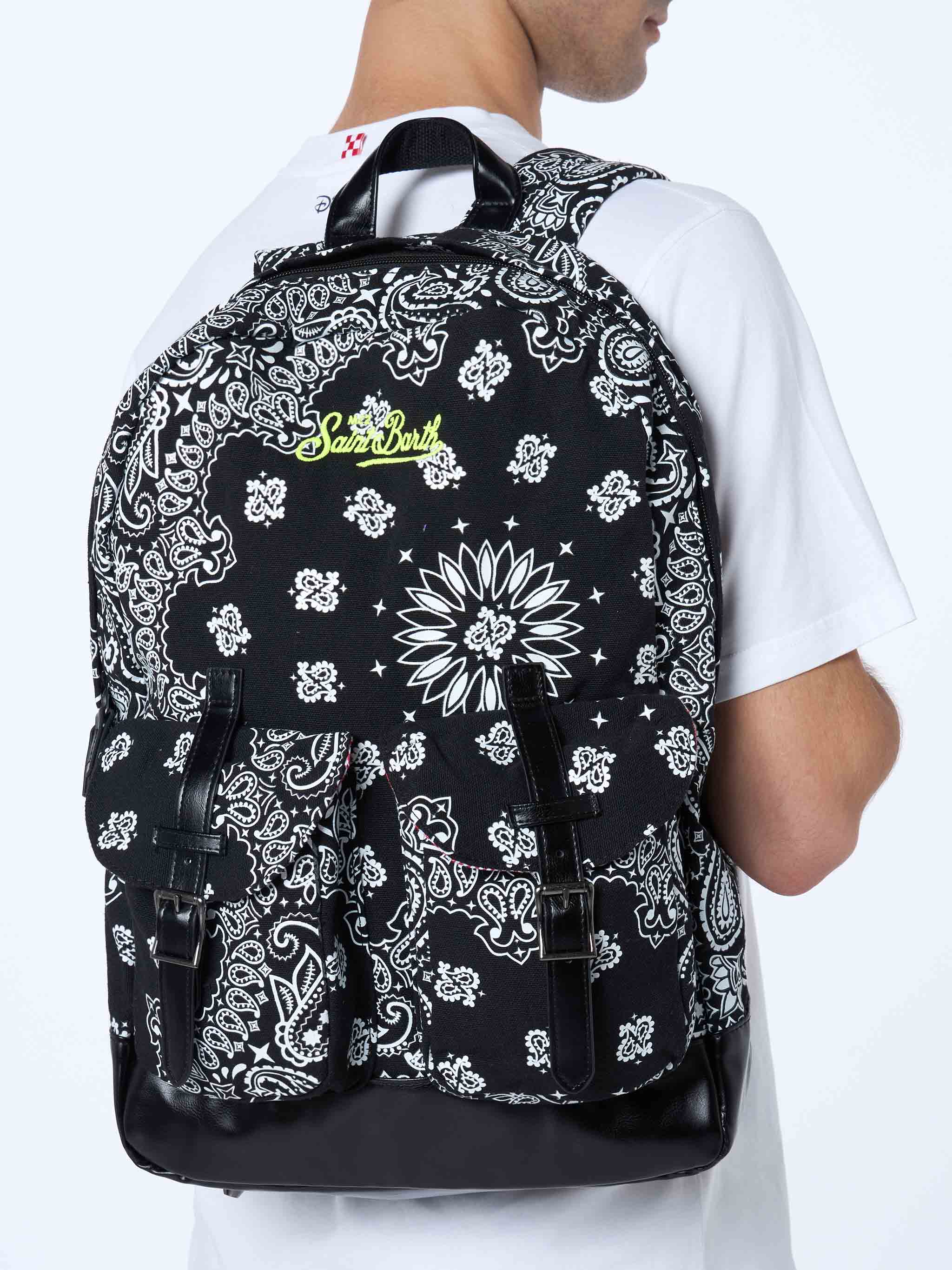 Canvas backpack cody with black bandanna print - Image 5