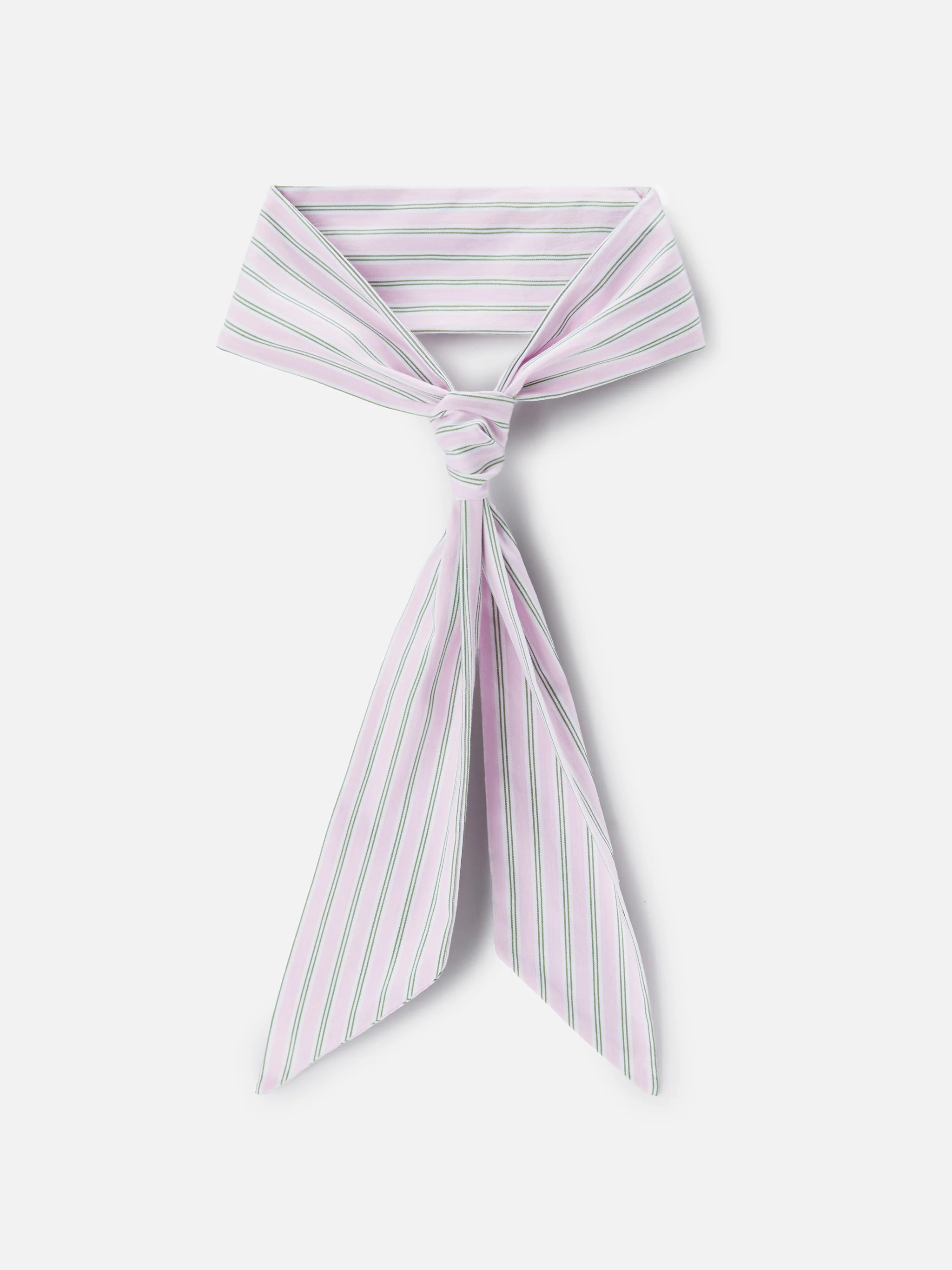 Band scarf in cotton with pink and green stripes - Image 3