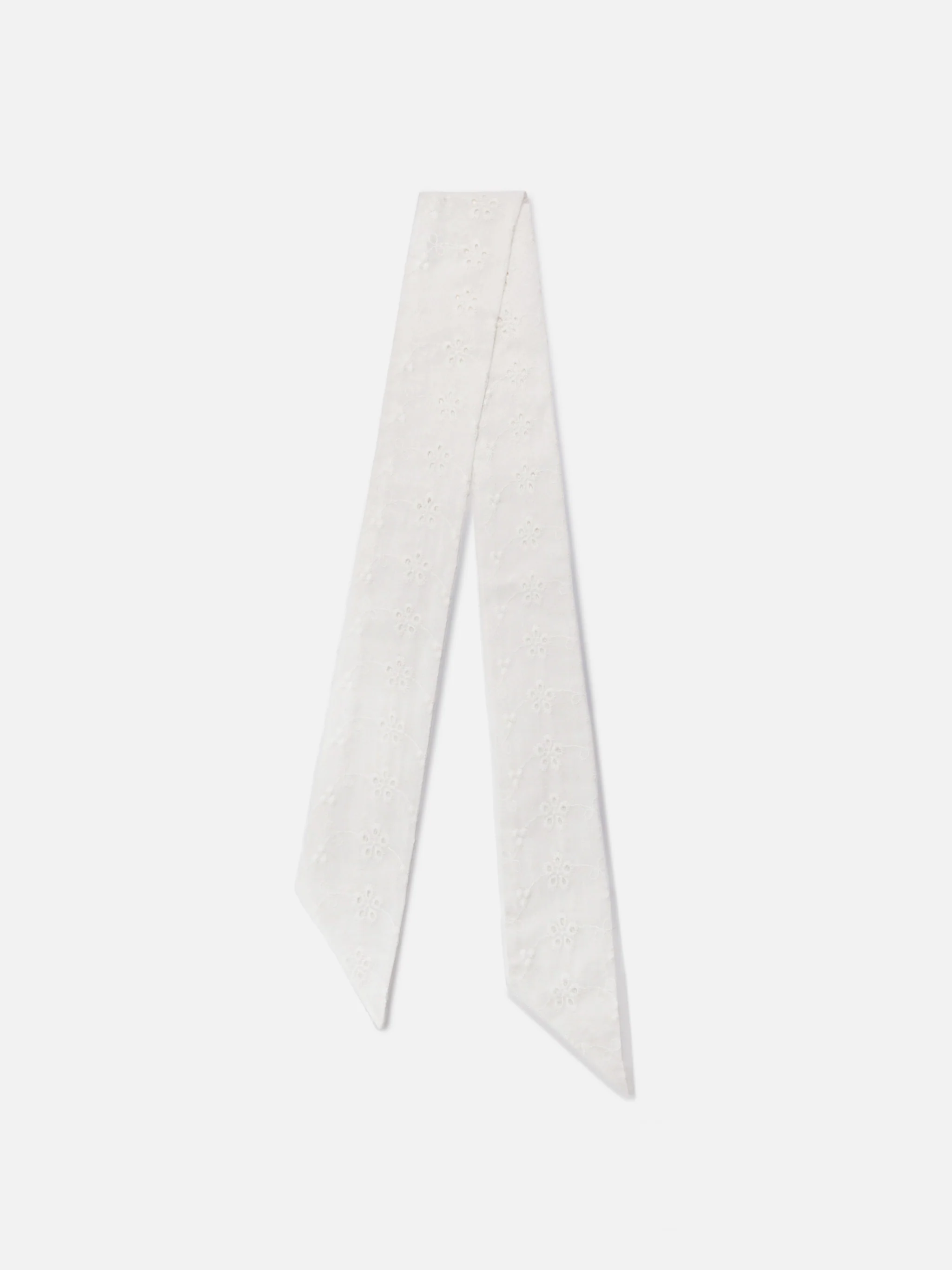 Band scarf in white cotton sangallo