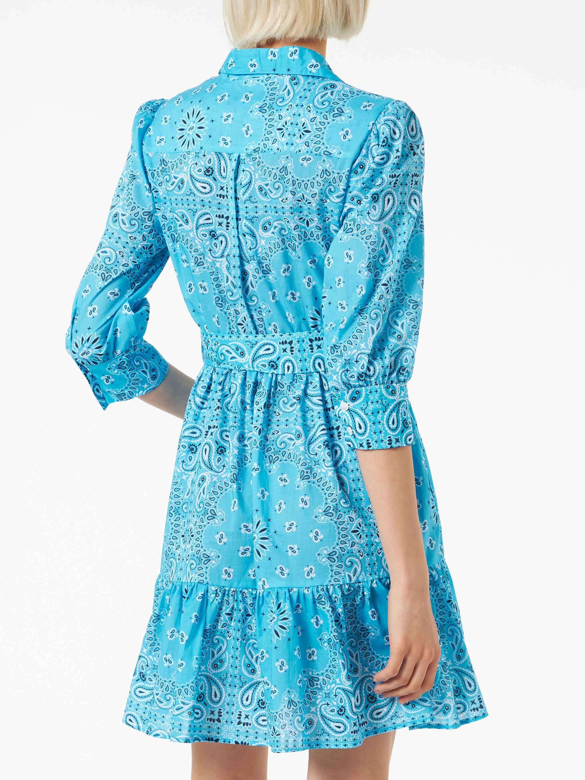 Bandana print cotton short dress Daisi with embroideries - Image 2
