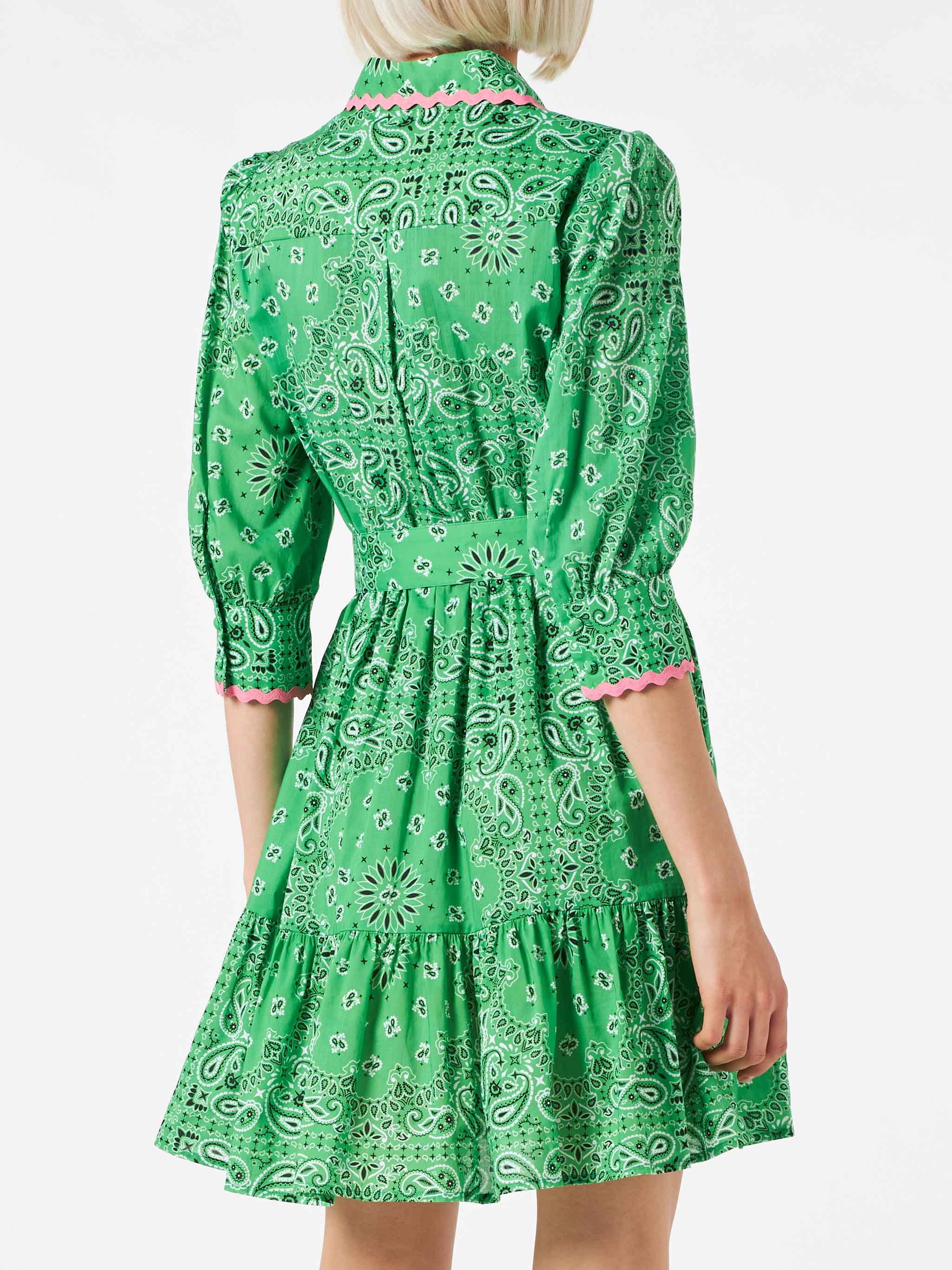 Bandanna print cotton short dress Daisi with embroideries - Image 2