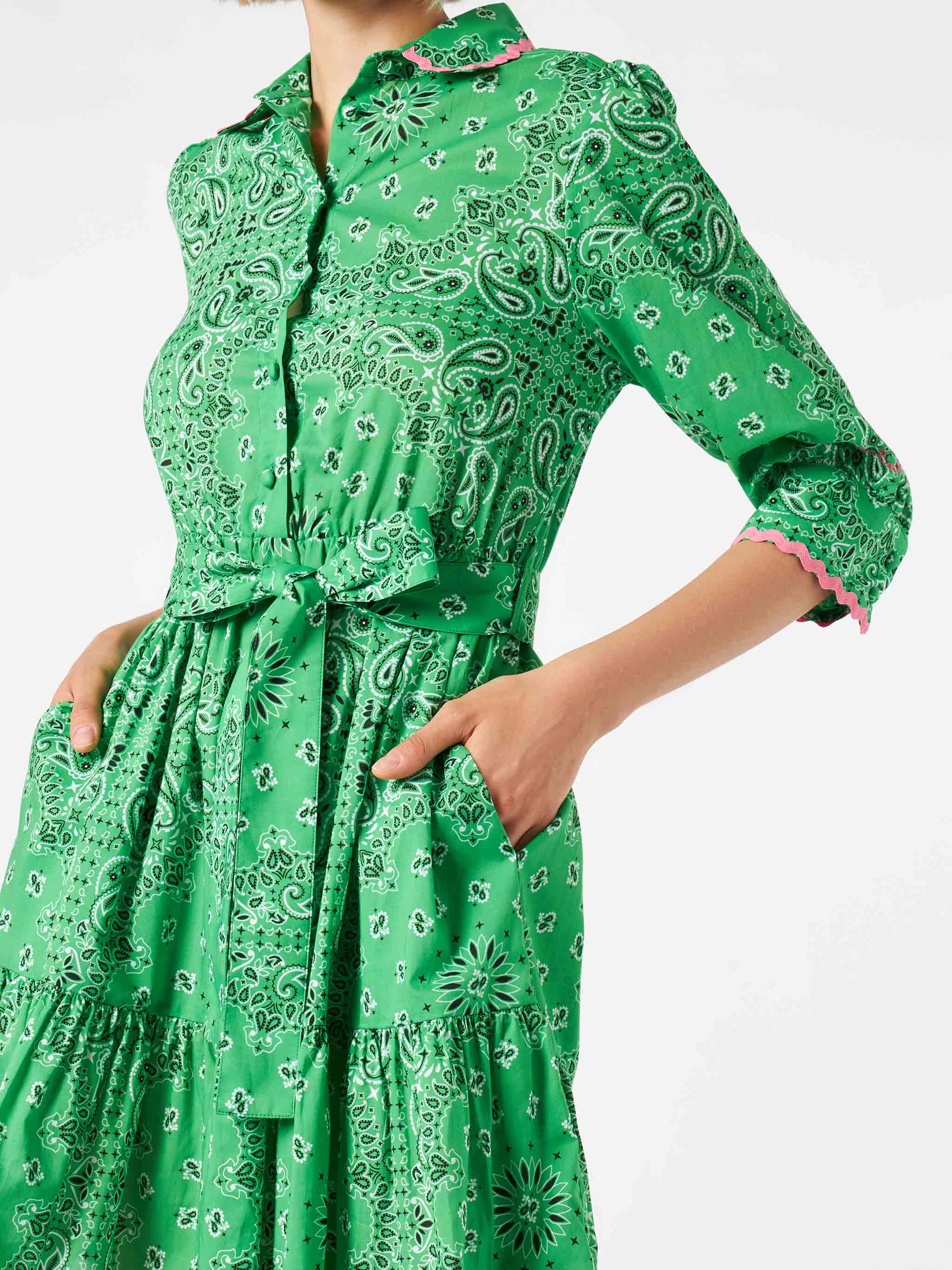 Bandanna print cotton short dress Daisi with embroideries - Image 3