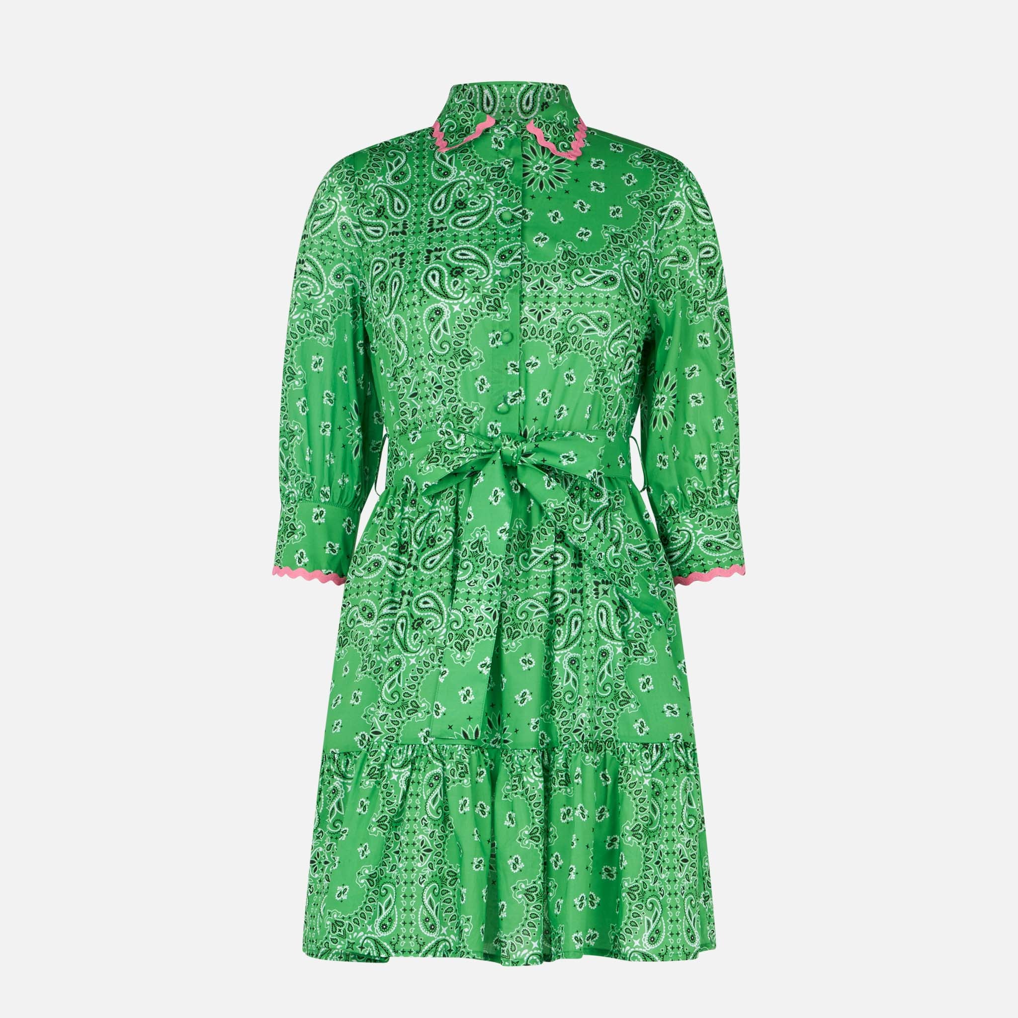 Bandanna print cotton short dress Daisi with embroideries - Image 4