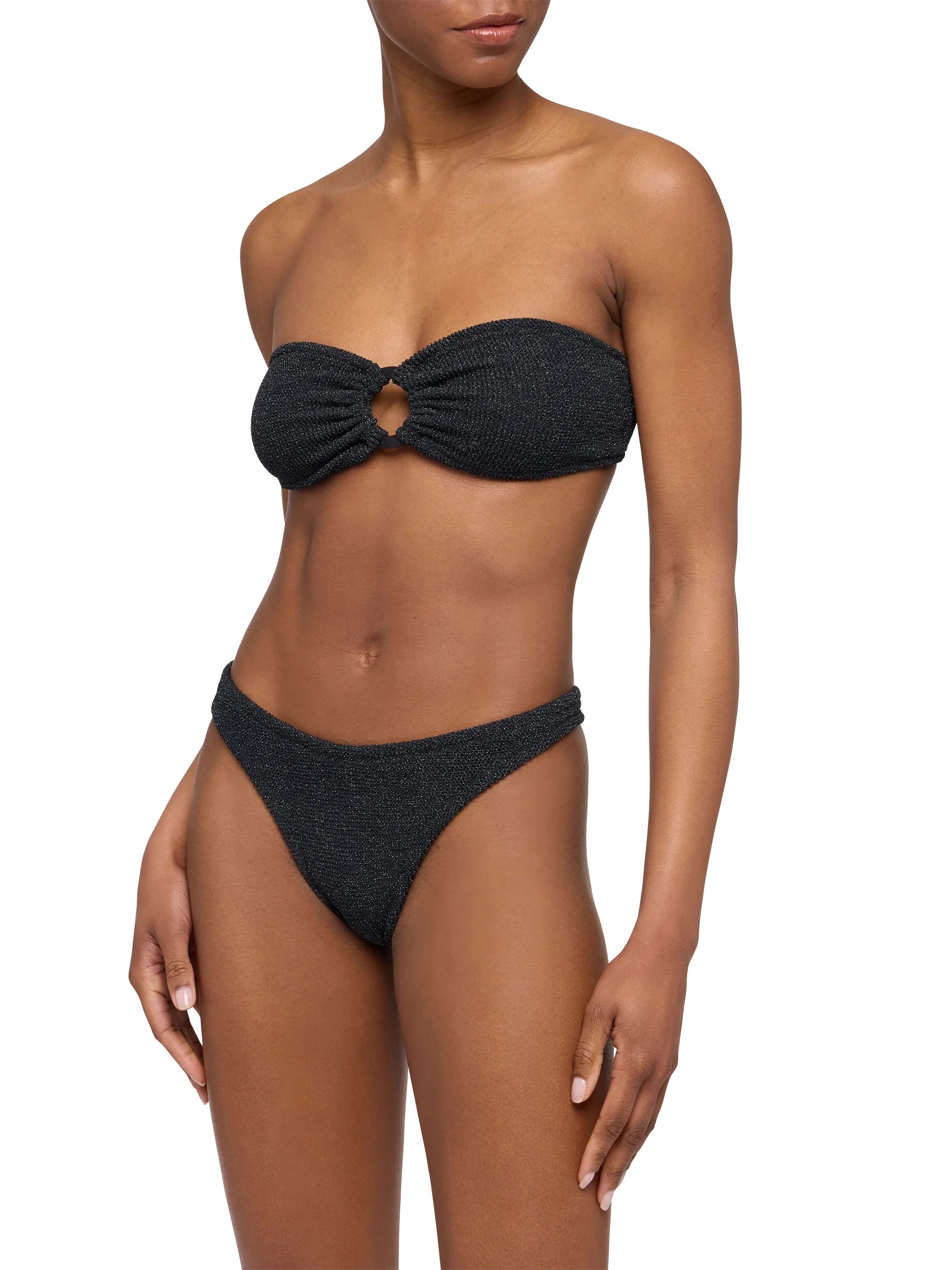 Bandeau bikini Yulia Elise in black crinkle lurex - Image 2