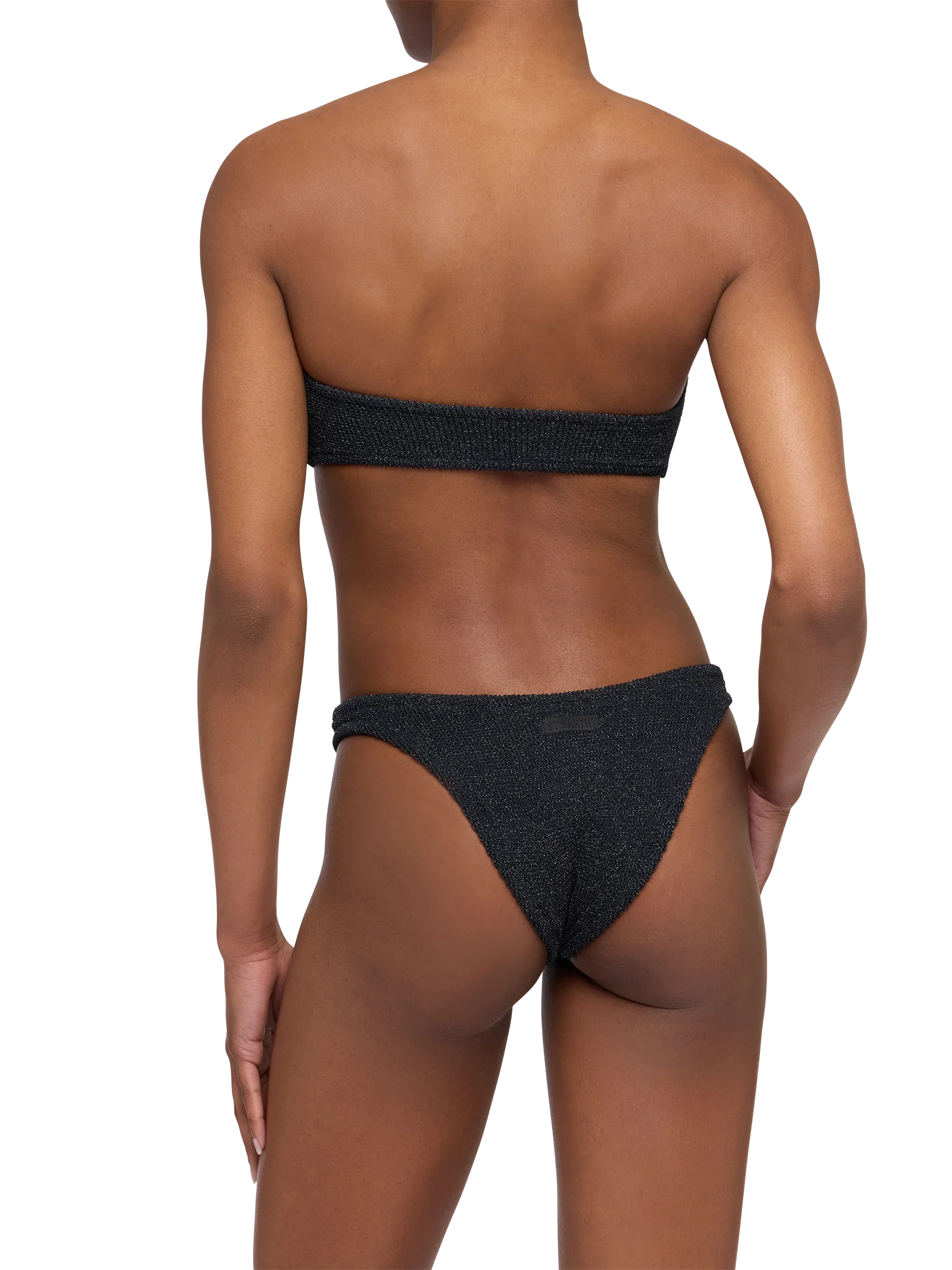 Bandeau bikini Yulia Elise in black crinkle lurex - Image 4