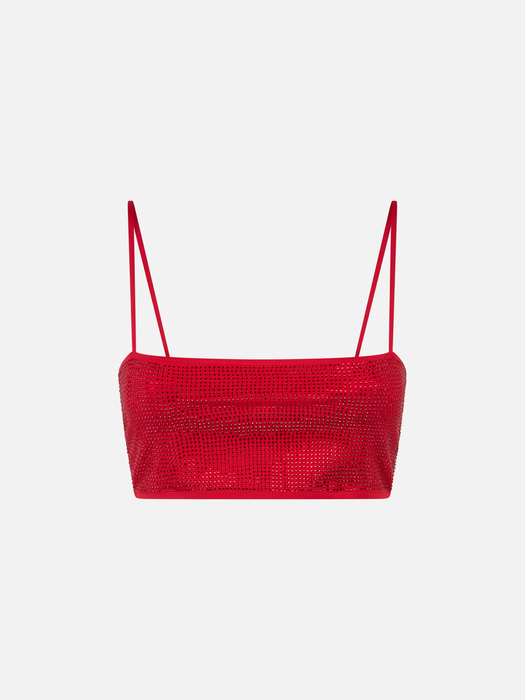 Bandeau red top Athena with rhinestones