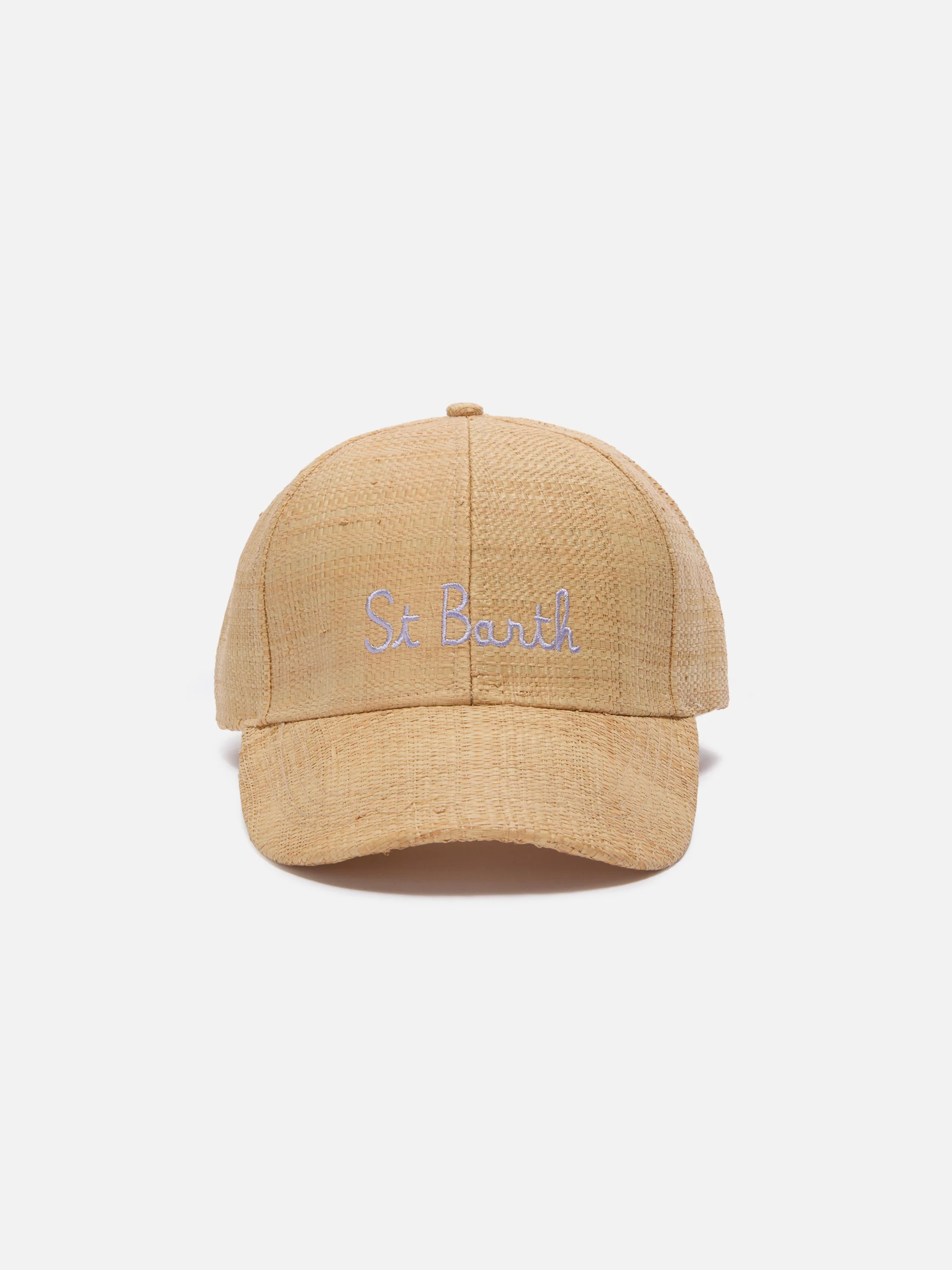 Baseball beige raffia cap with St. Barth embroidery