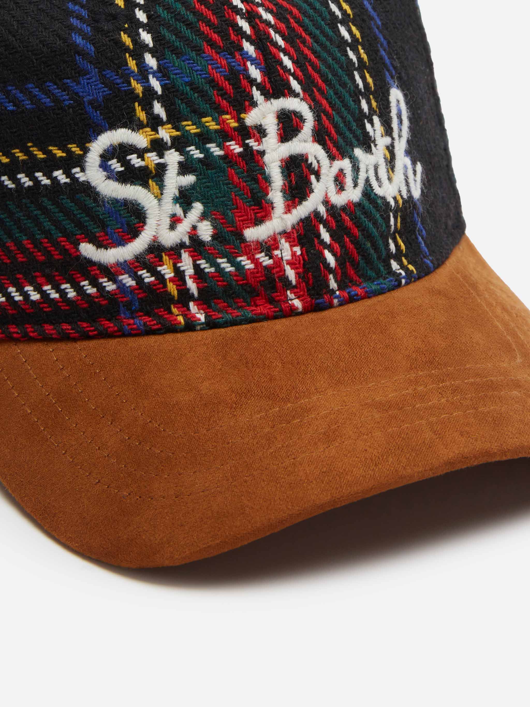 Baseball cap with tartan print St. Barth embroidery - Image 3