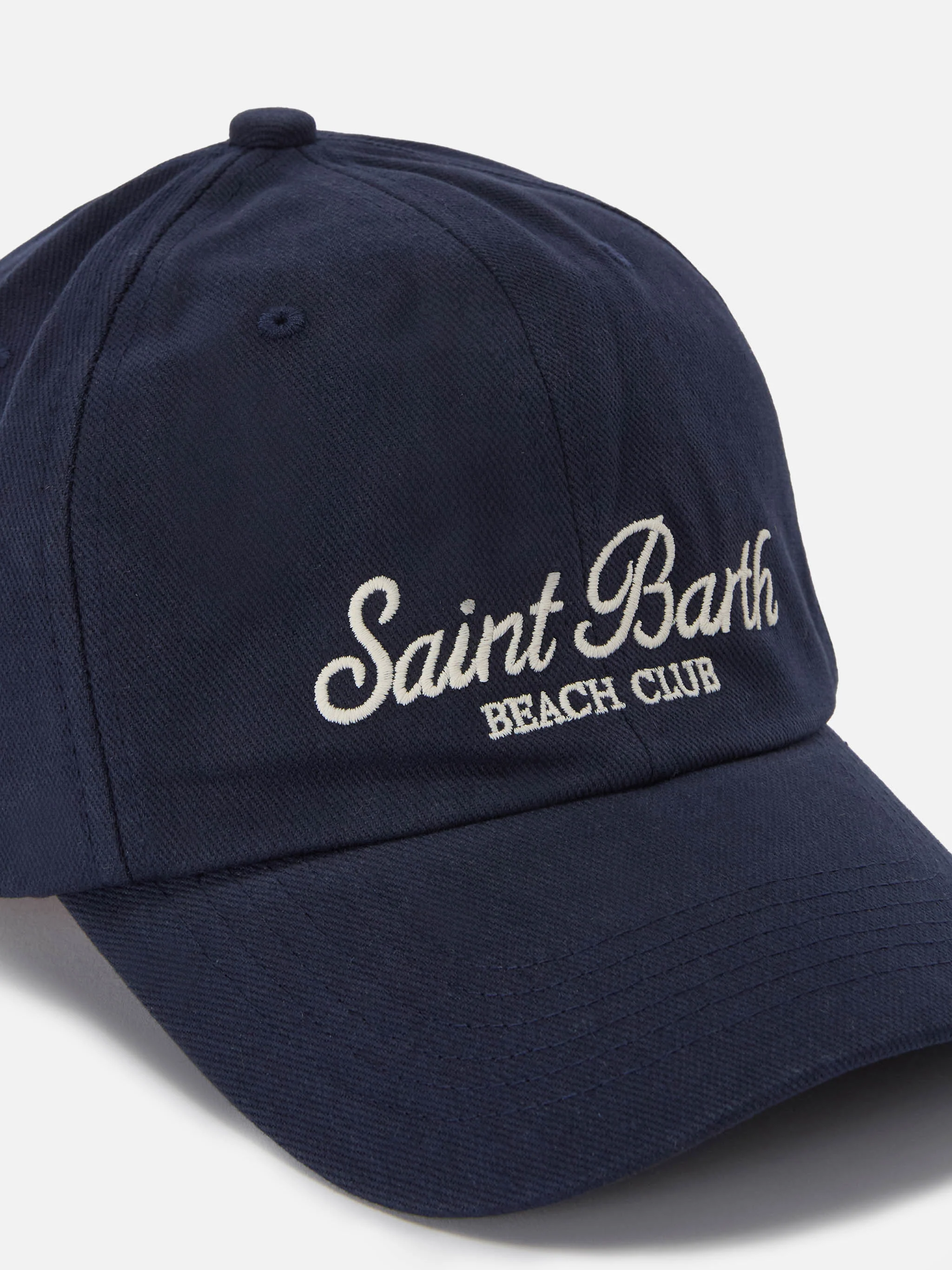 Baseball cap with visor in blue cotton with embroidered logo - Image 2